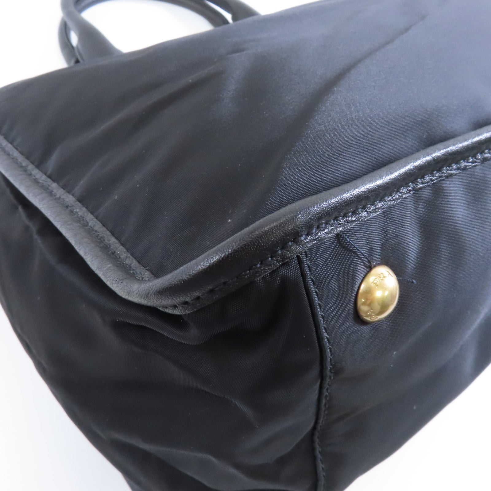 PRADA 尼龍/皮革2 Way Shoulder金扣手挽肩背兩用袋黑色
