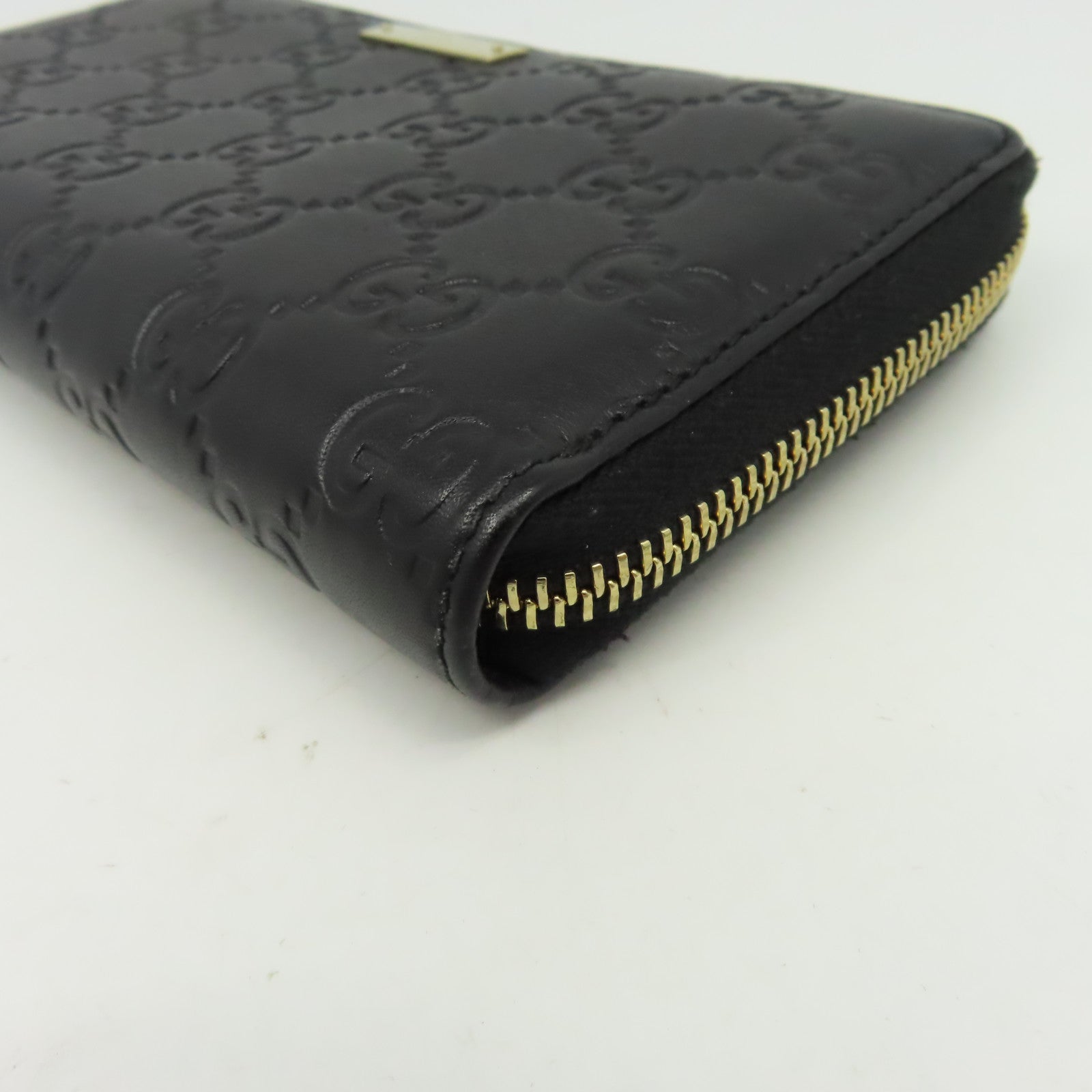 GUCCI 【激減優惠】牛皮皮革Zipper Long Wallet金扣長錢包黑色