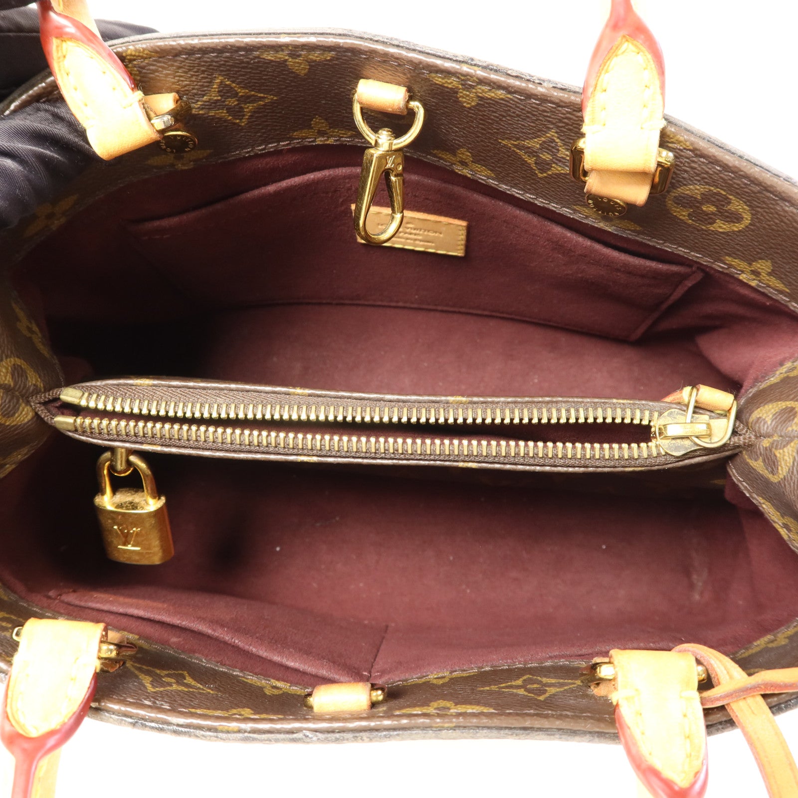 LOUIS VUITTON Monogram Montaigne BB金扣手挽肩背兩用袋棕色