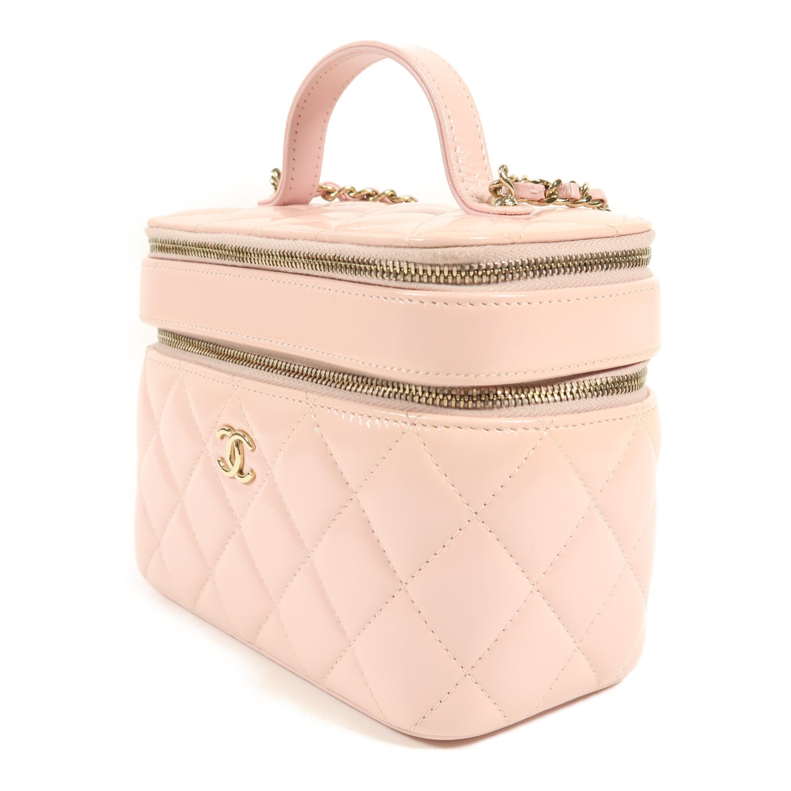 CHANEL CC GHW Vanity Case 2way Shoulder Bag Calfskin Leather Pink