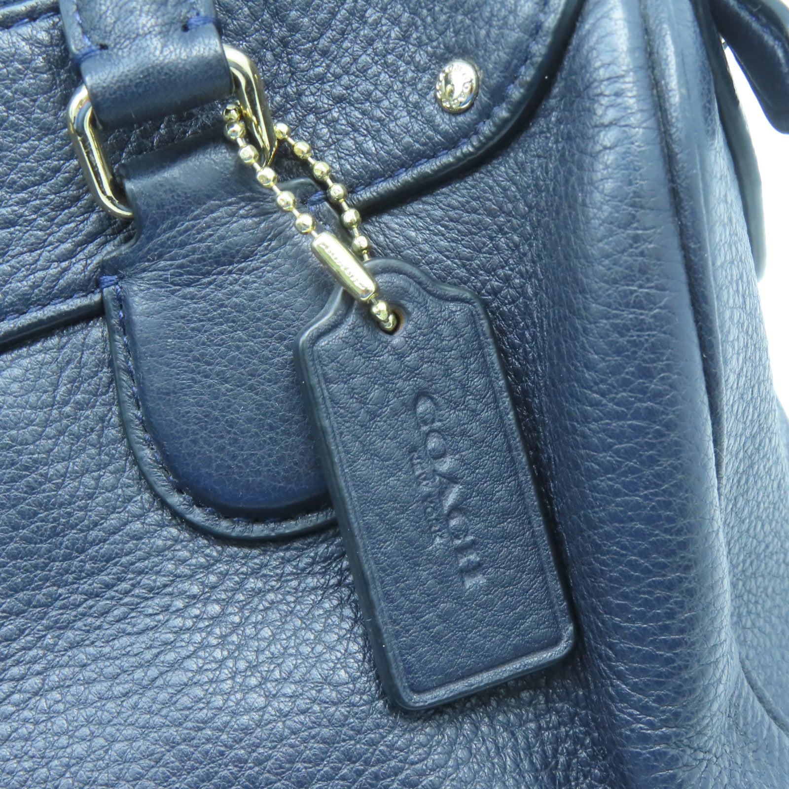 COACH 牛皮皮革2 Way Shoulder Bga金扣手挽肩背兩用袋深藍色