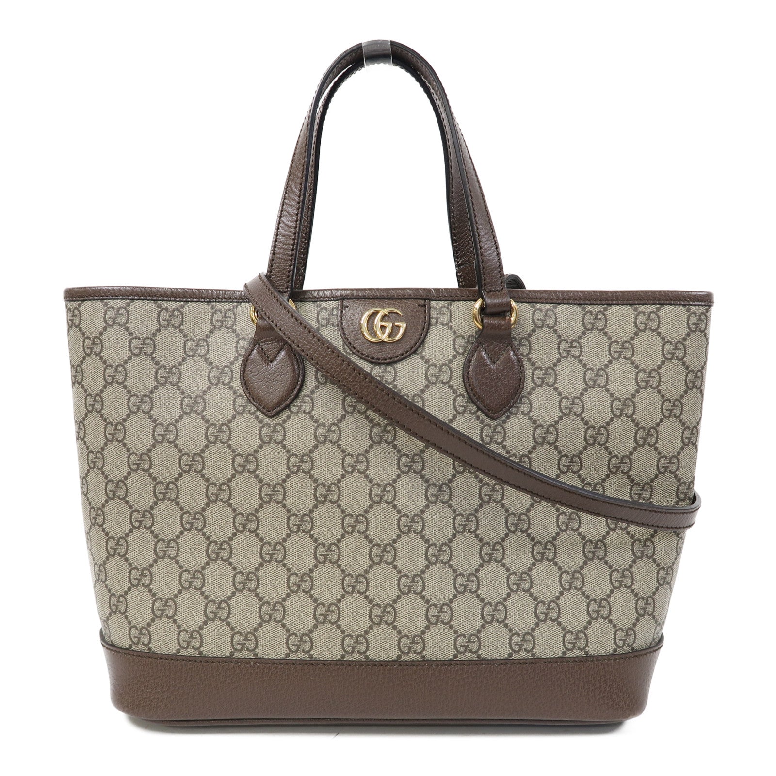 GUCCI 塗層帆布Ophidia GG金扣手挽肩背兩用袋啡色