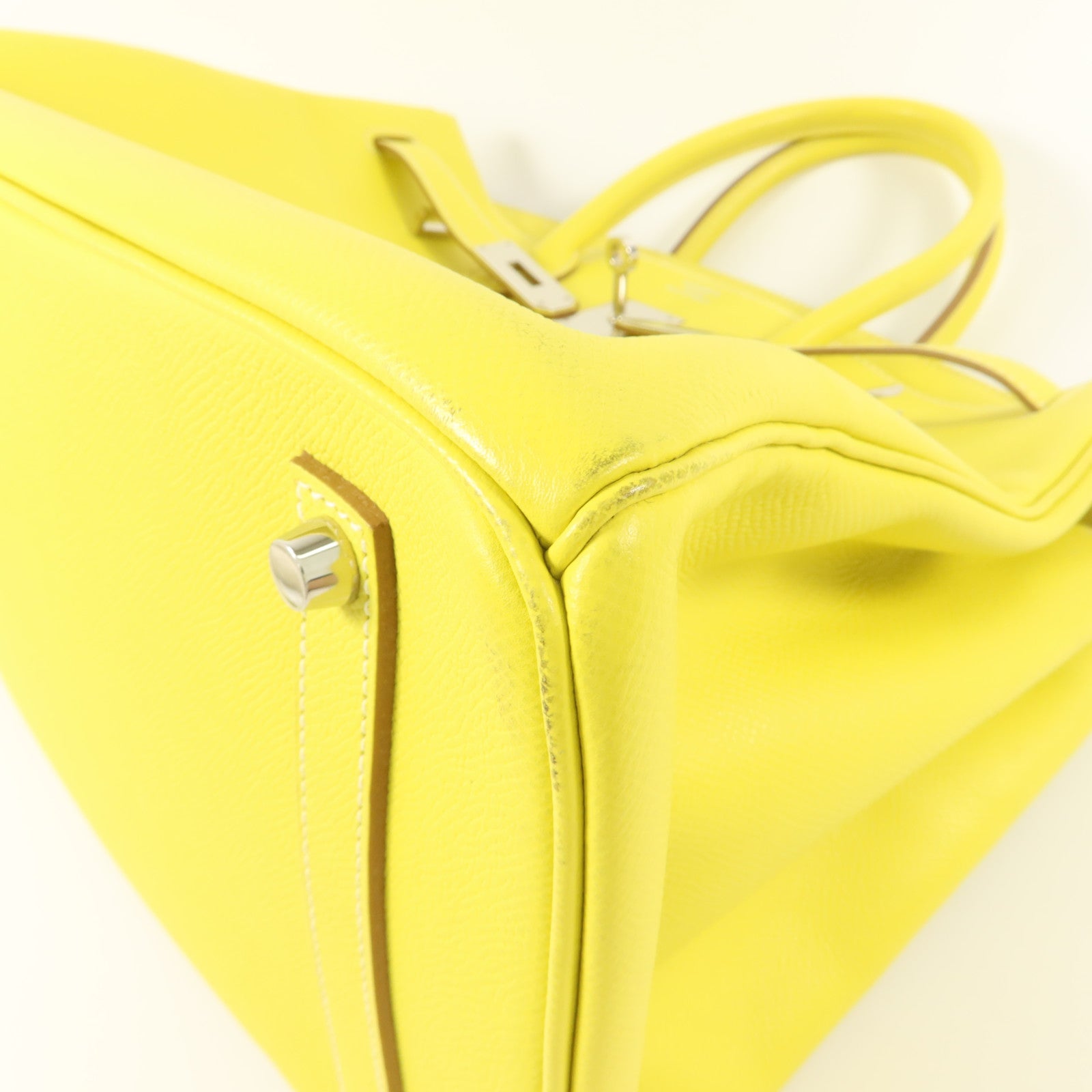 HERMES Epsom皮革Birkin 35手挽袋Lime/Gris Perle