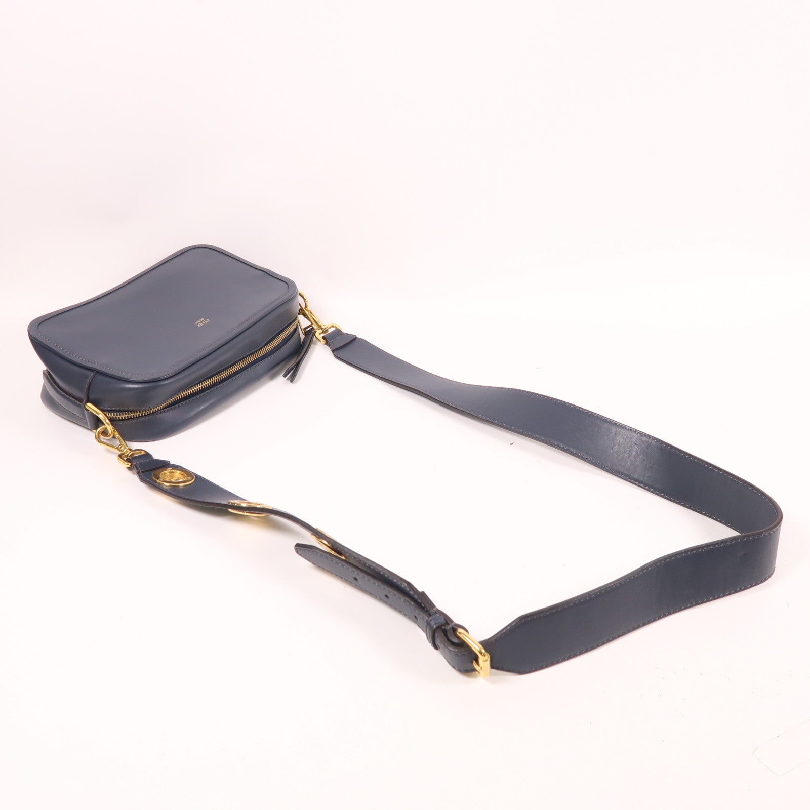 FENDI GHW Shoulder Bag 8BT287 Calfskin Leather Blue