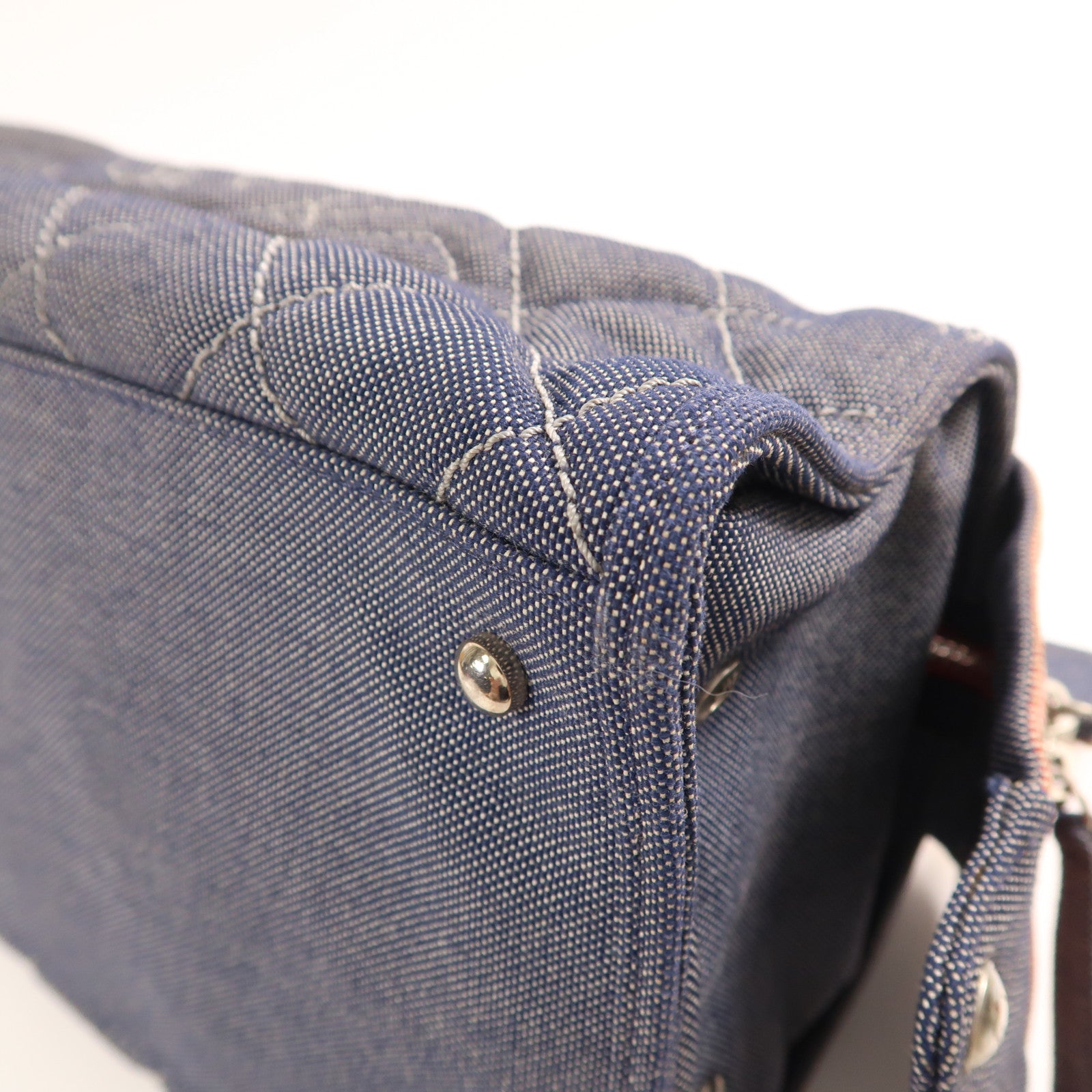 CHANEL 【激減優惠】牛仔布Chain Shoulder銀扣鏈帶肩背袋