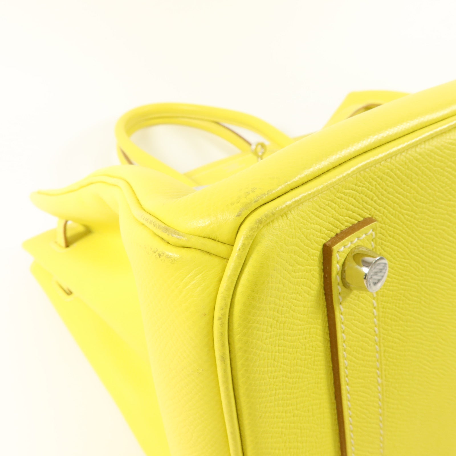 HERMES Epsom皮革Birkin 35手挽袋Lime/Gris Perle