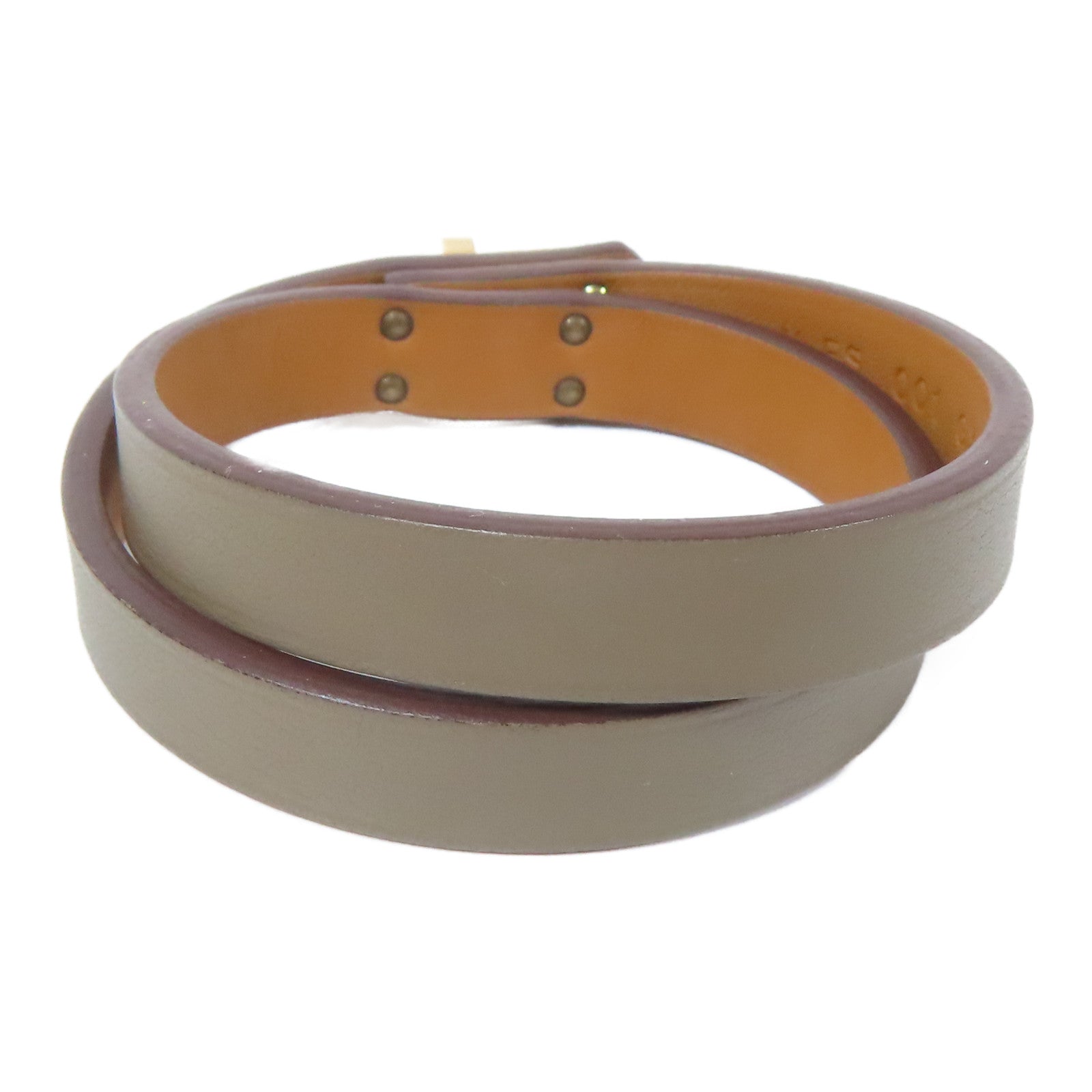 HERMES Swift皮革Mini Double Tour Bracelet金扣手鐲Etoupe(T2)/大象灰色