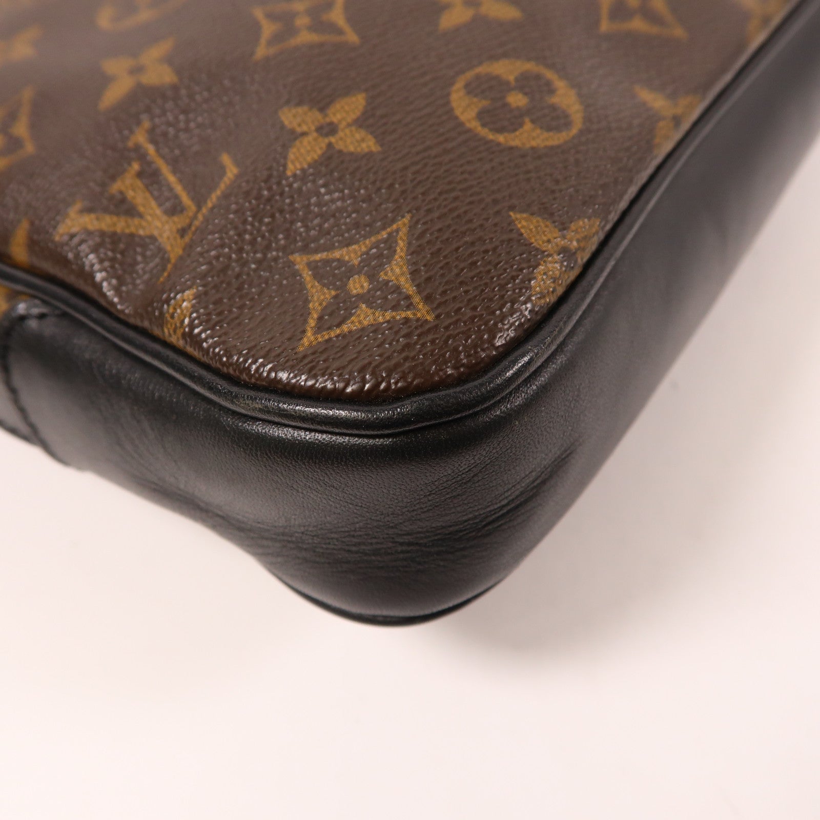 LOUIS VUITTON Monogram Macassar Bass銀扣肩背袋棕色