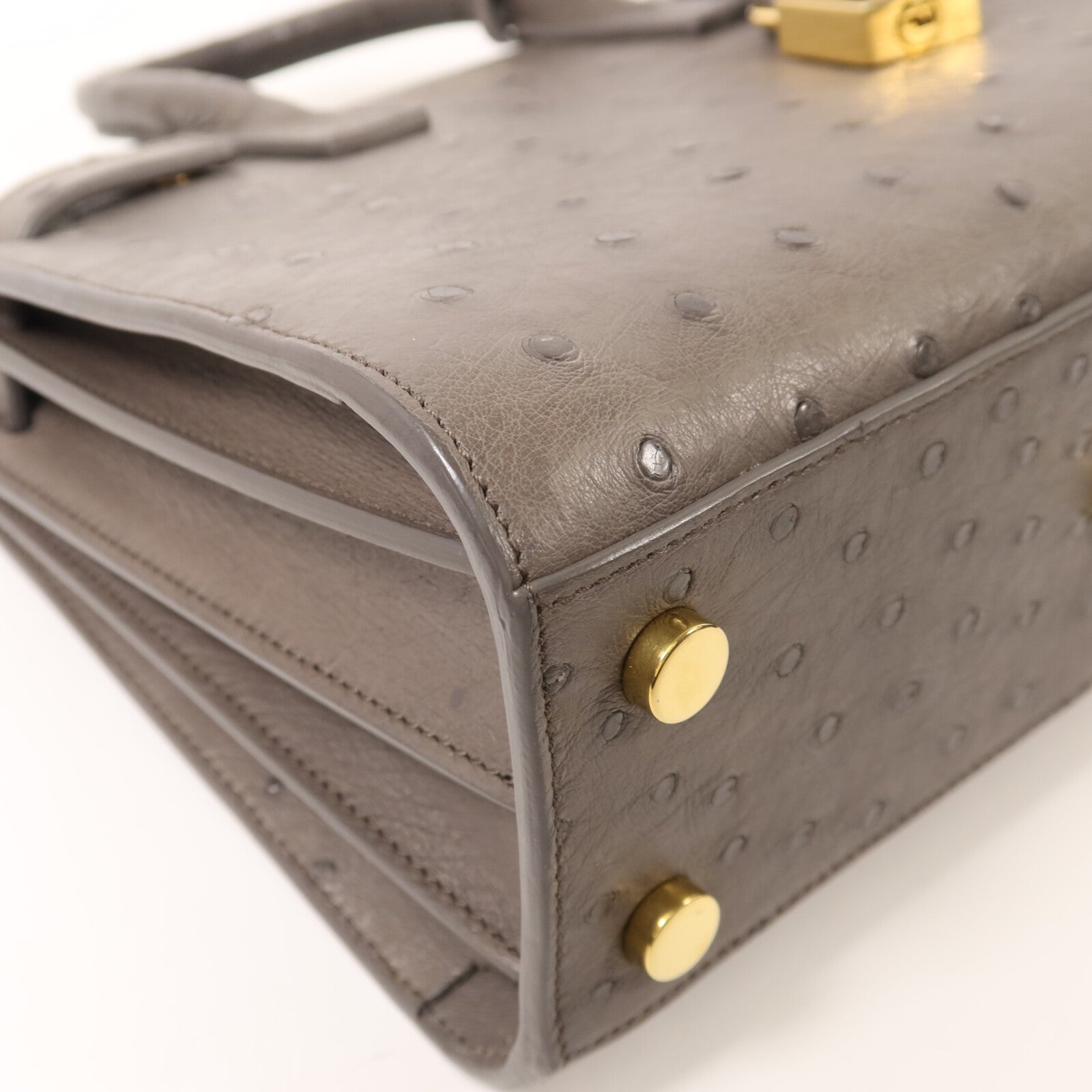 YVES SAINT LAURENT 鴕鳥皮革Sac De Jou金扣手挽肩背兩用袋