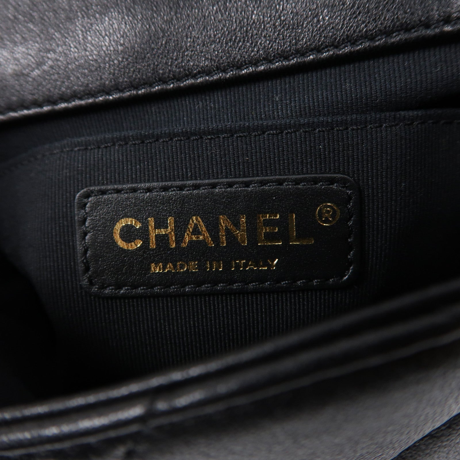 CHANEL 菱格牛皮皮革Chain Shoulder金扣手挽肩背兩用袋黑色