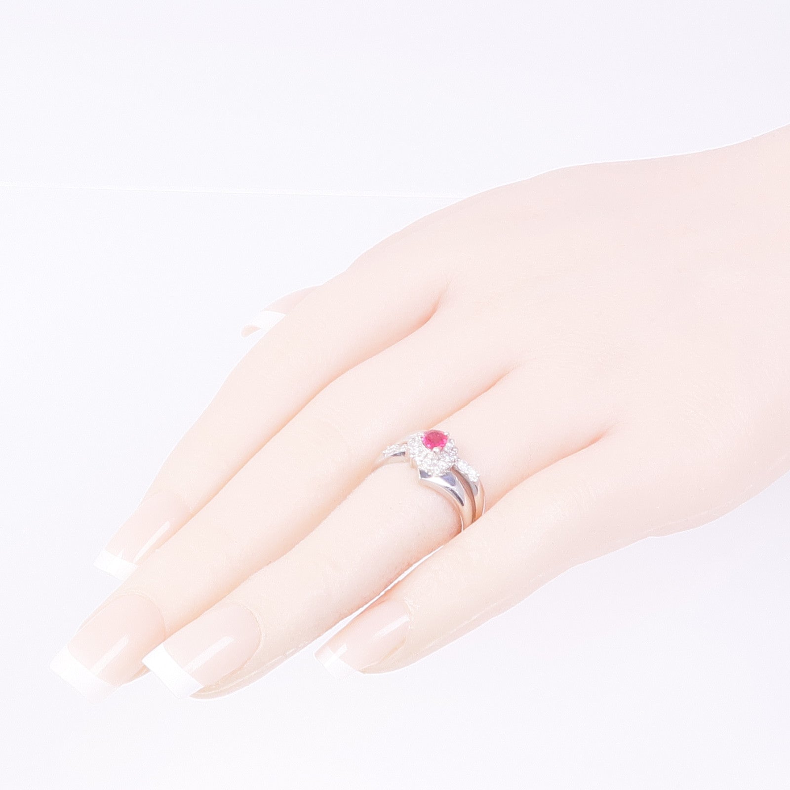 JEWELRY PT900鉑金Ruby Diamond Ring紅寶石鑽石戒指US#5.75