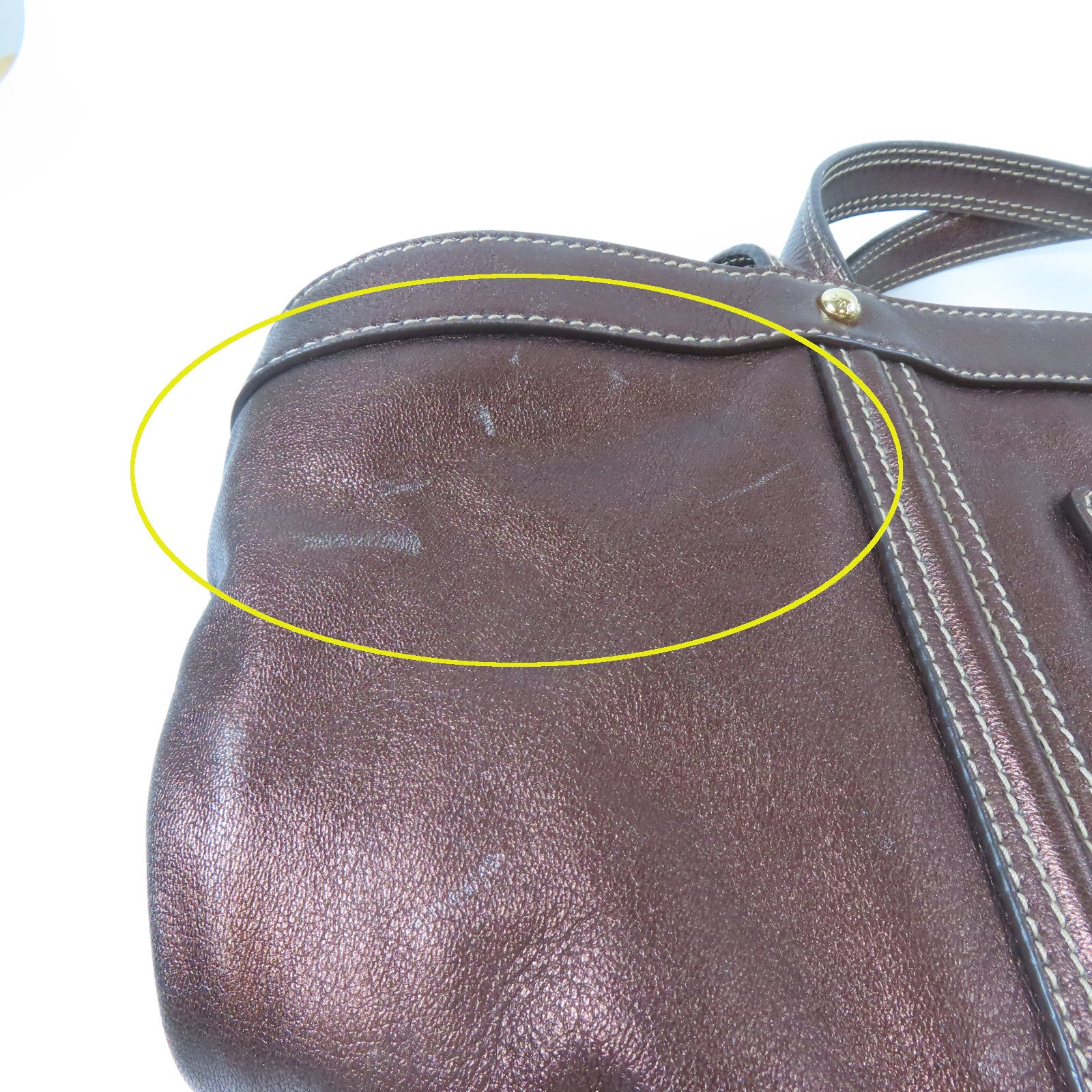D&G 【激減優惠】牛皮皮革Tote Bag金扣手挽袋啡色
