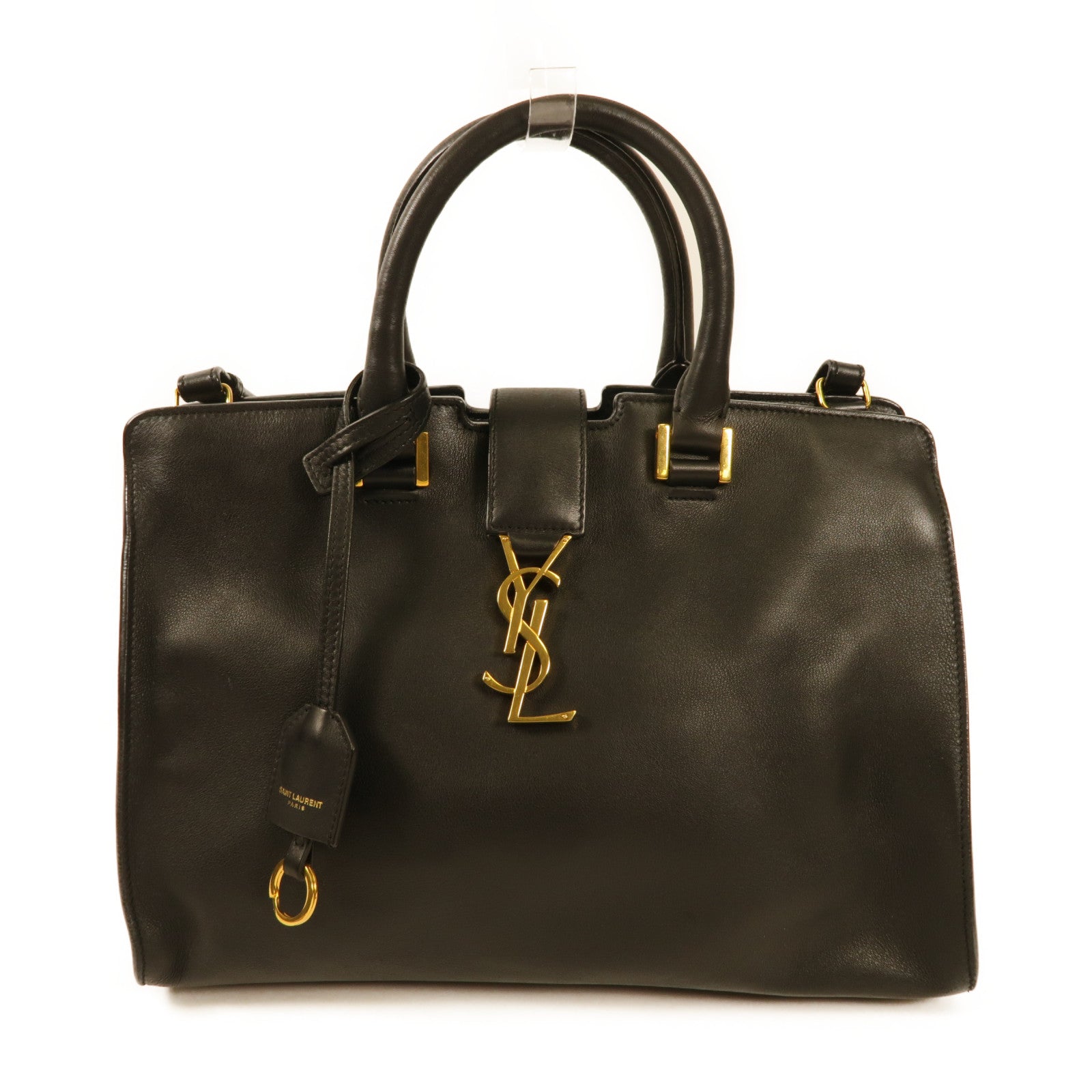 SAINT LAURENT 牛皮皮革2 Way Shoulder金扣手挽肩背兩用袋黑色