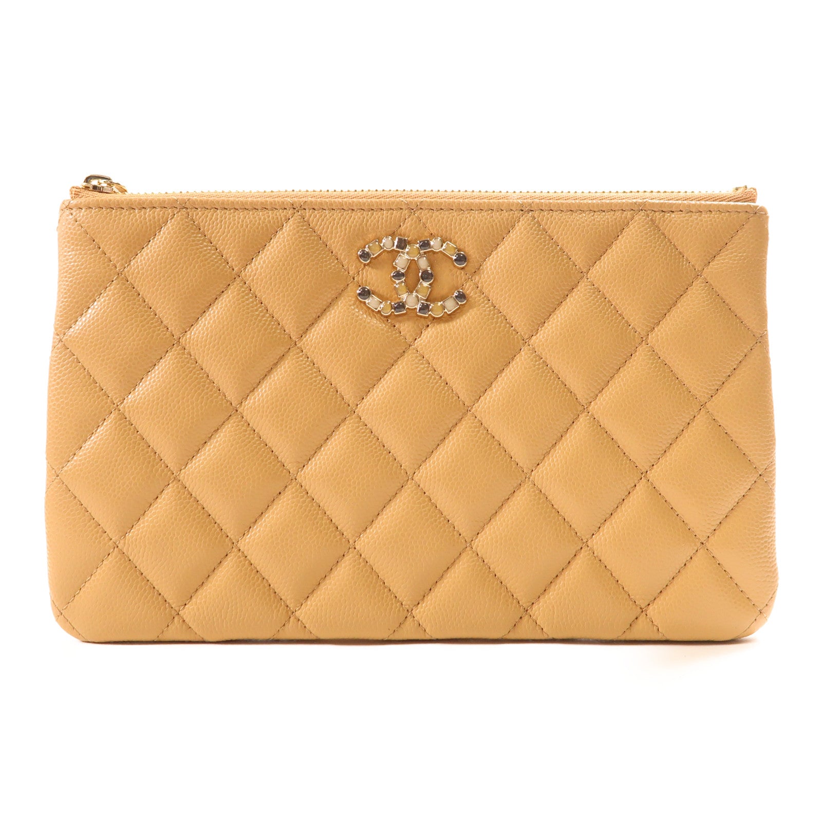 CHANEL 牛皮皮革Pouch金扣手拿包