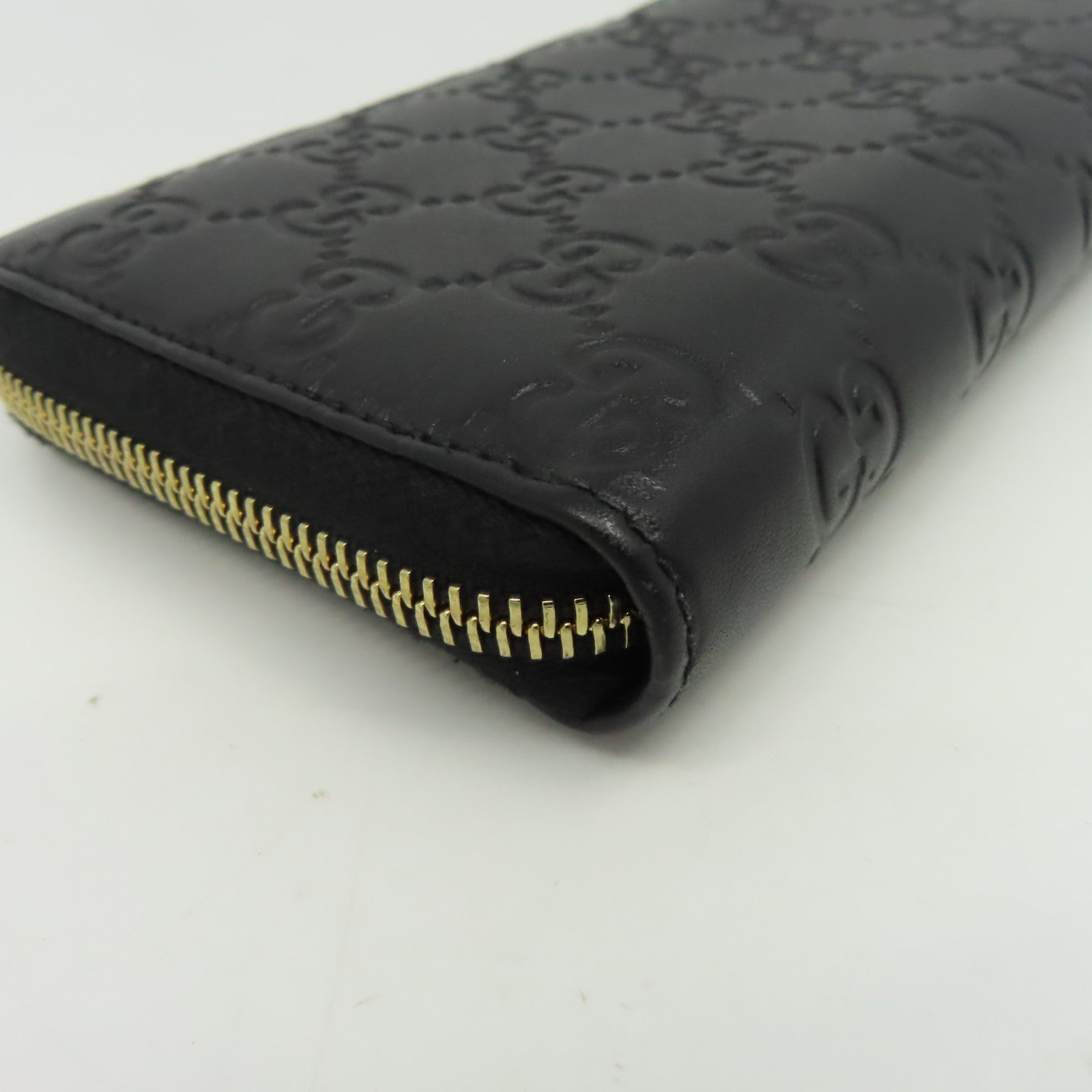 GUCCI 【激減優惠】牛皮皮革Zipper Long Wallet金扣長錢包黑色