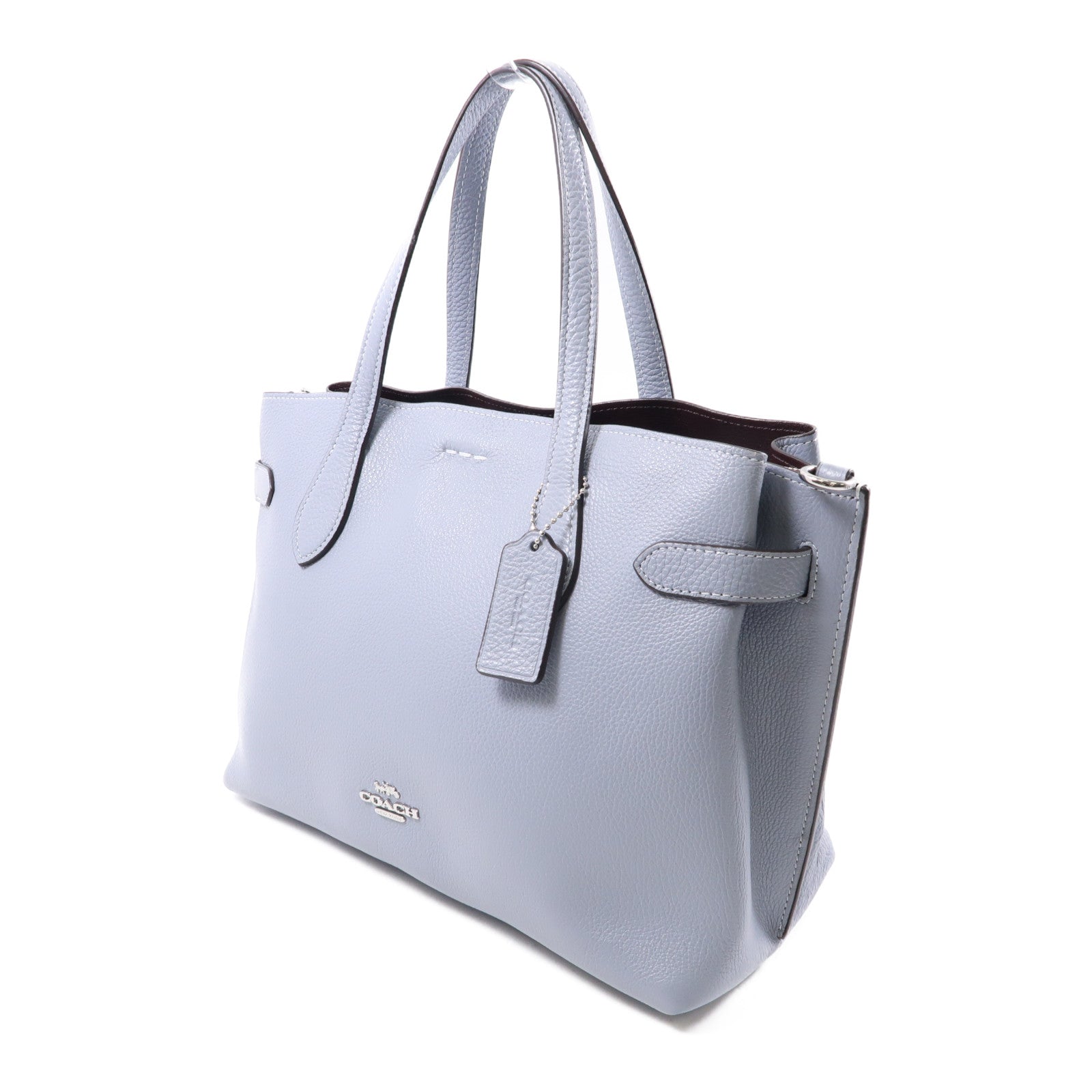 COACH 牛皮皮革Shoulder Bag銀扣手挽肩背兩用袋藍色