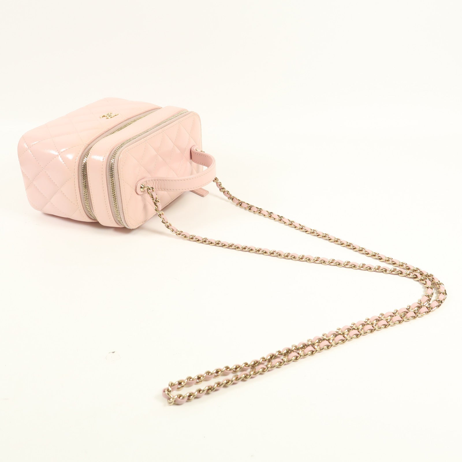 CHANEL CC GHW Vanity Case 2way Shoulder Bag Calfskin Leather Pink