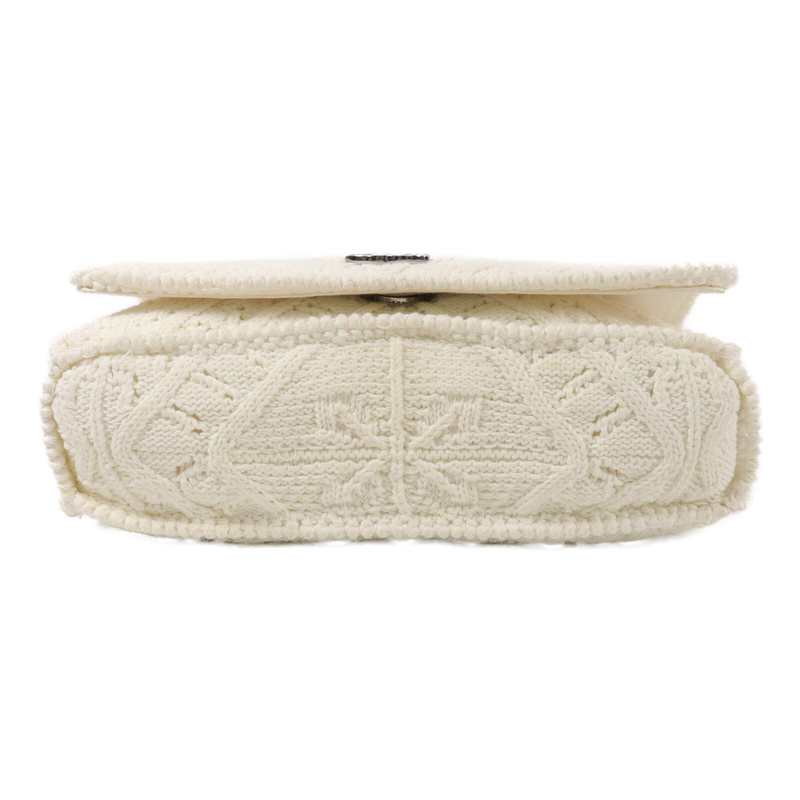 CHANEL Knit Ivory Crochet Kint Chain Shoulder鏈帶肩背袋