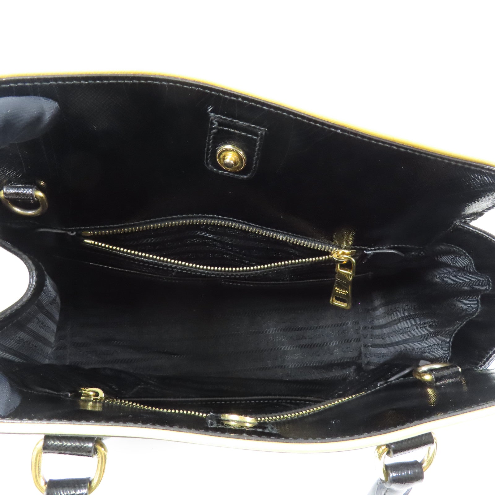 PRADA 漆皮皮革2Way Shoulder金扣手挽肩背兩用袋