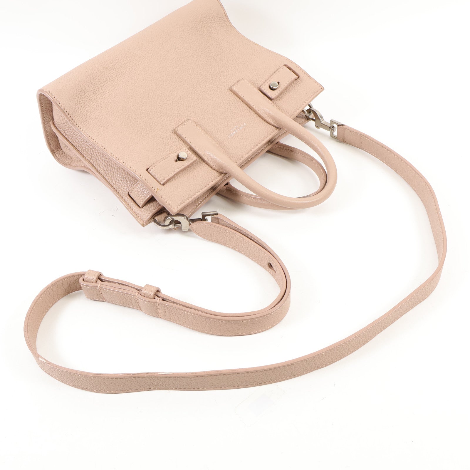 YVES SAINT LAURENT 牛皮皮革2 way Shoulder Bag銀扣手挽肩背兩用袋