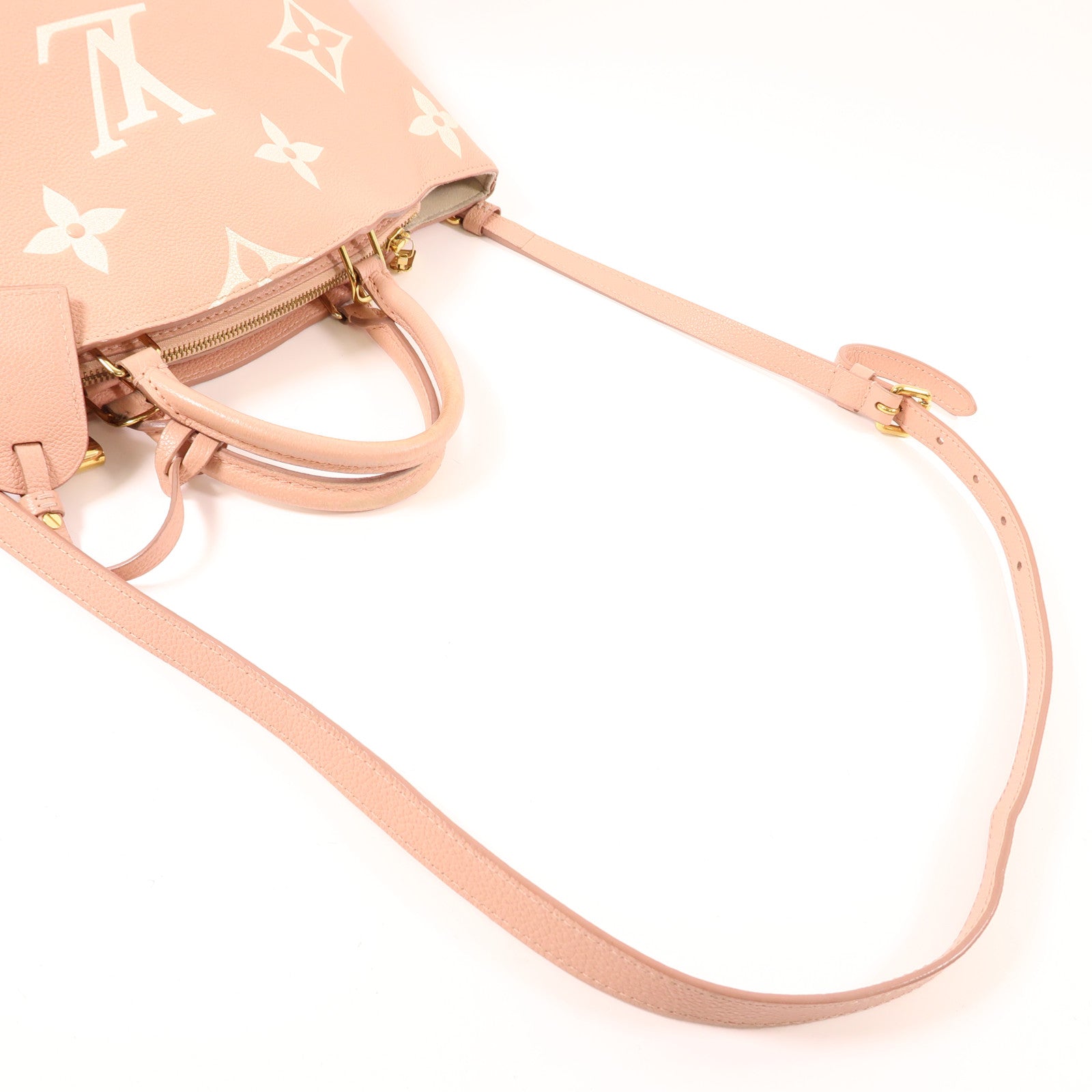 LOUIS VUITTON Monogram Empreinte Petit Palais金扣手挽肩背兩用袋粉紅色