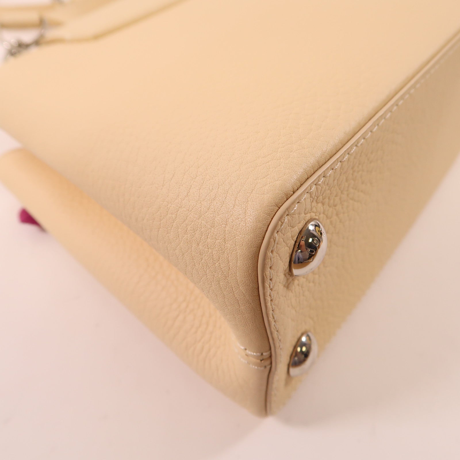 LOUIS VUITTON LV SHW Capucines BB 2 Way Bag M53661 Leather Light Beige