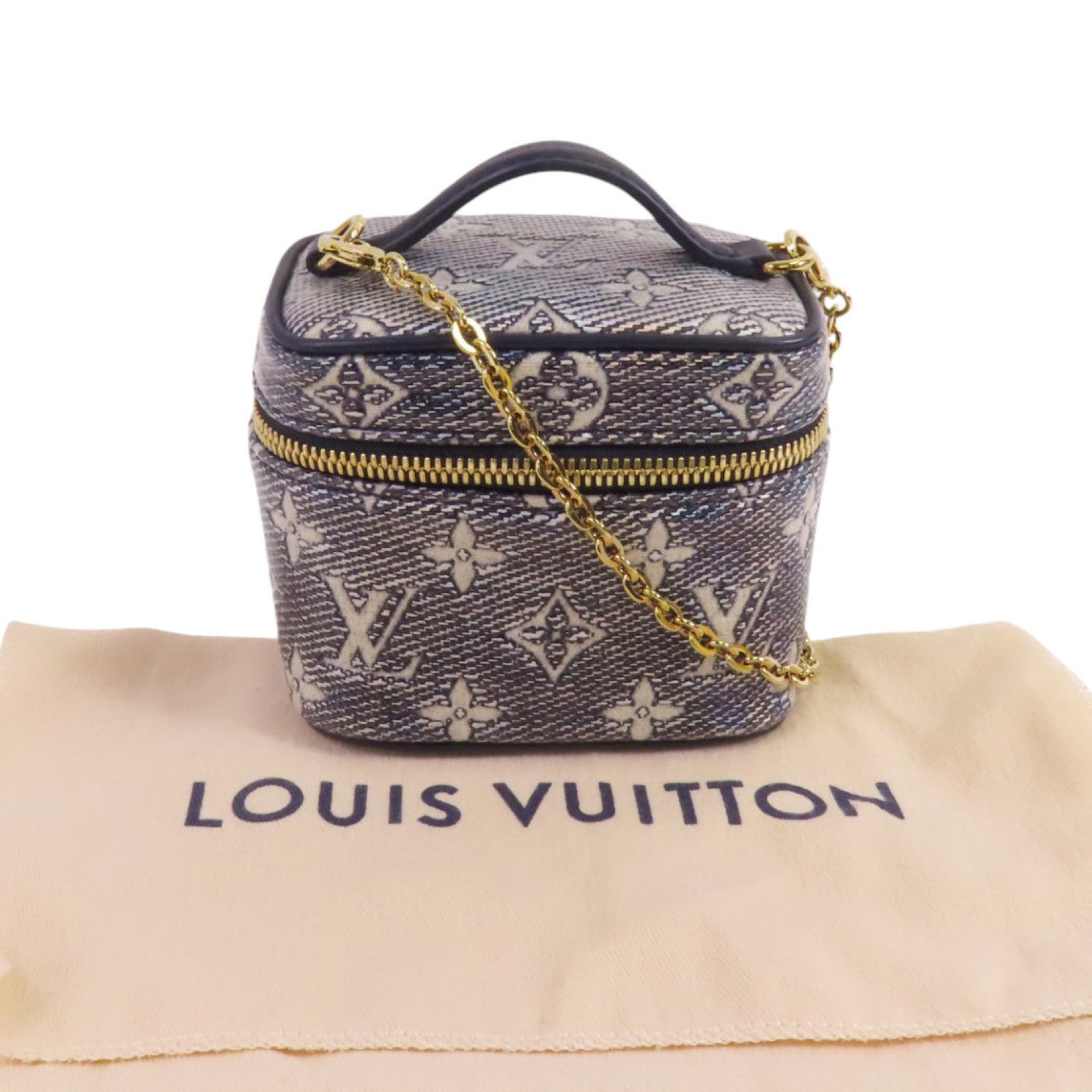LOUIS VUITTON Monogram Coated Canvas Micro Vanity金扣手挽肩背兩用袋