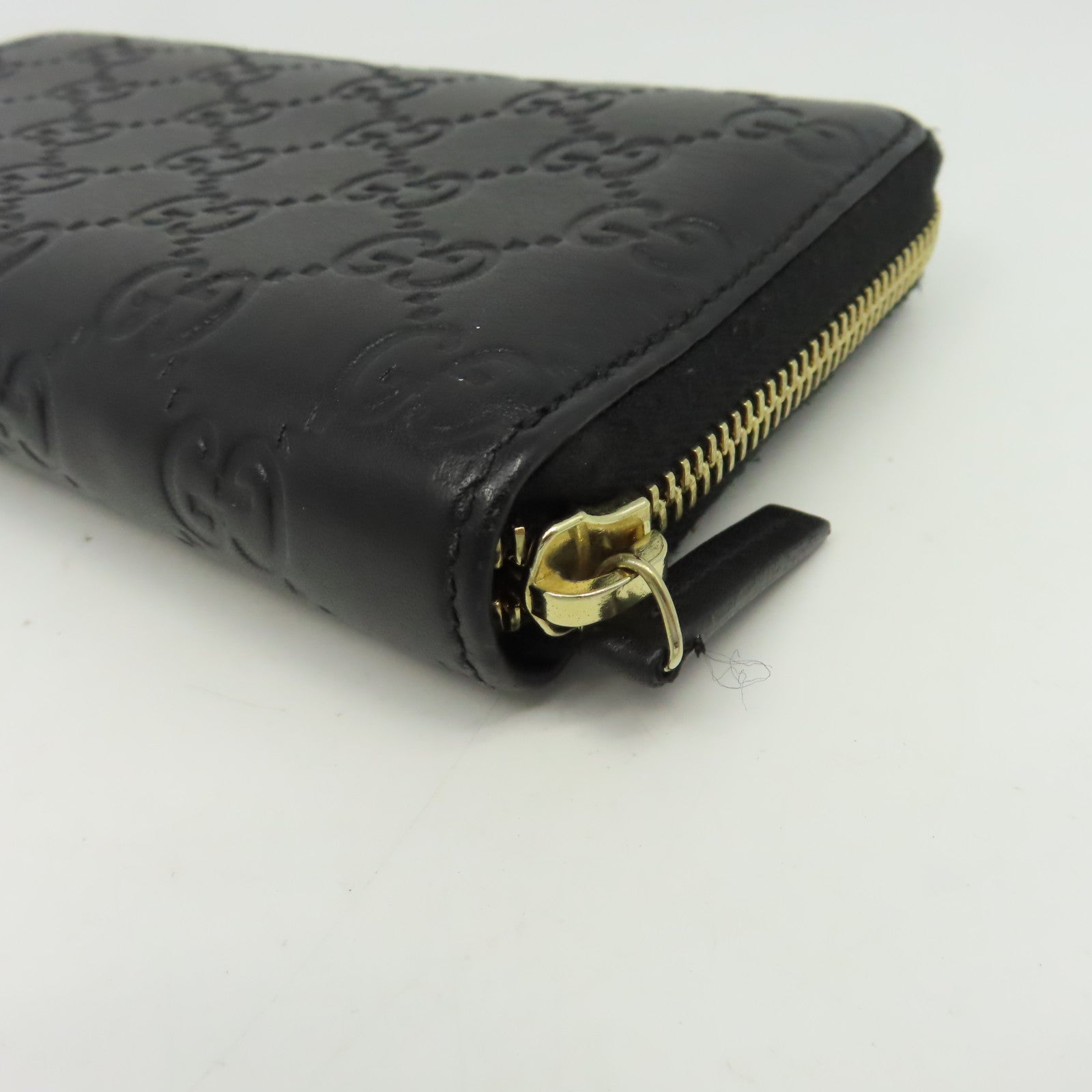 GUCCI 【激減優惠】牛皮皮革Zipper Long Wallet金扣長錢包黑色