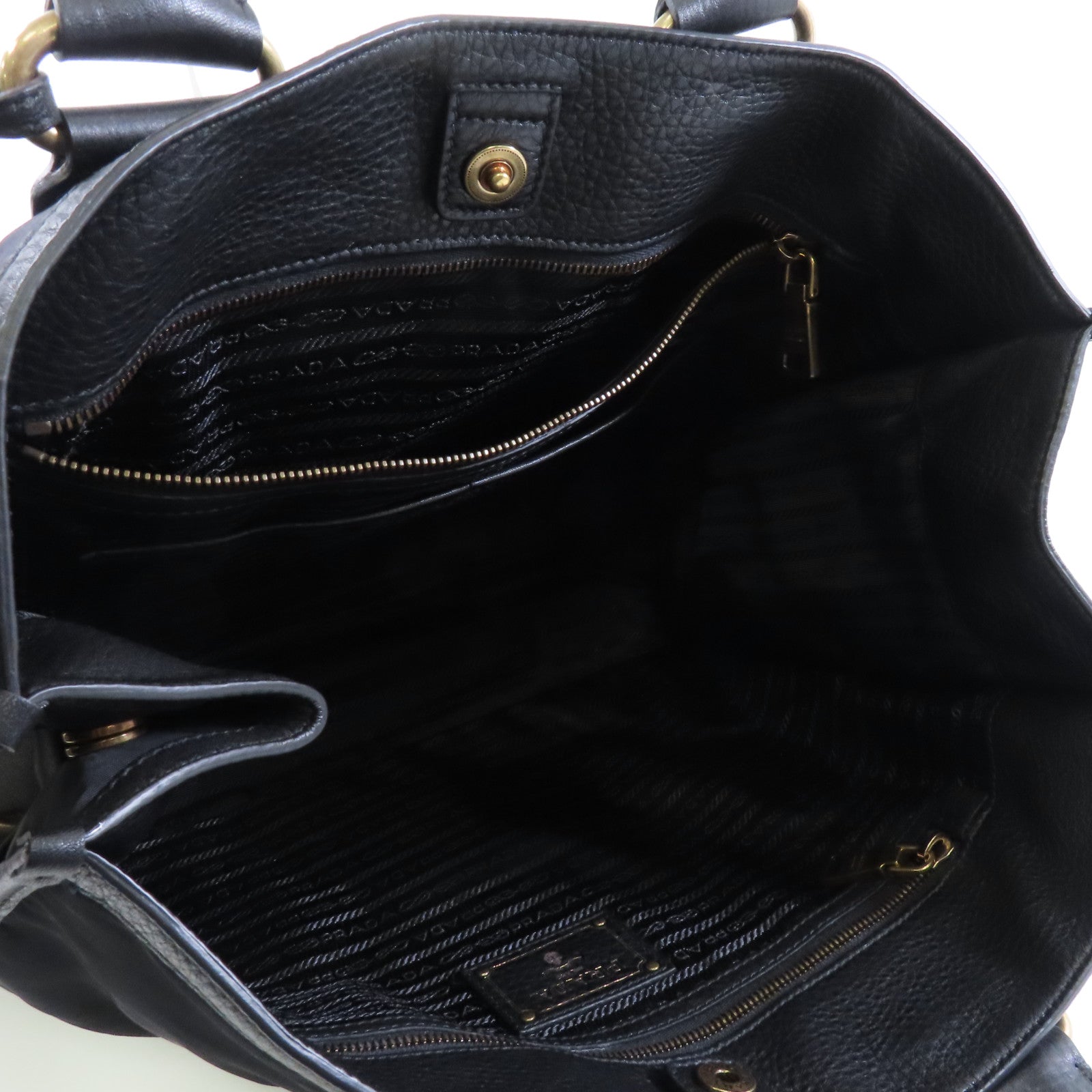 PRADA 尼龍/皮革2 Way Shoulder金扣手挽肩背兩用袋黑色