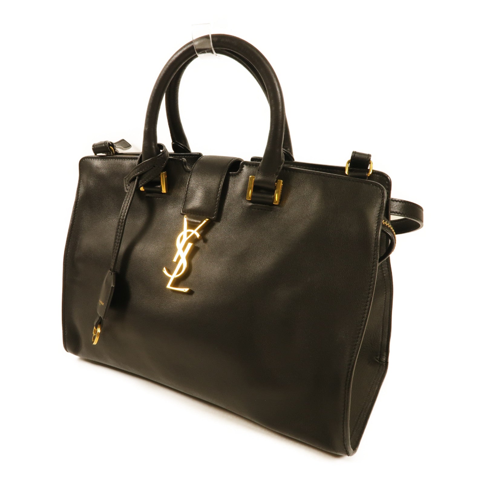SAINT LAURENT 牛皮皮革2 Way Shoulder金扣手挽肩背兩用袋黑色