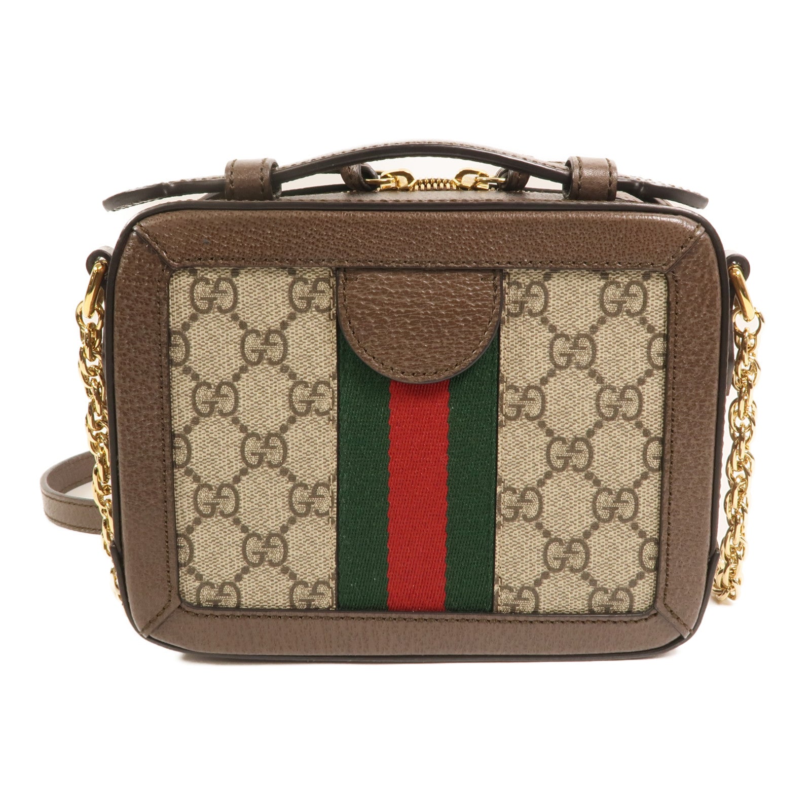 GUCCI 塗層帆布Ophidia GG Mini金扣鏈帶手挽肩背兩用袋