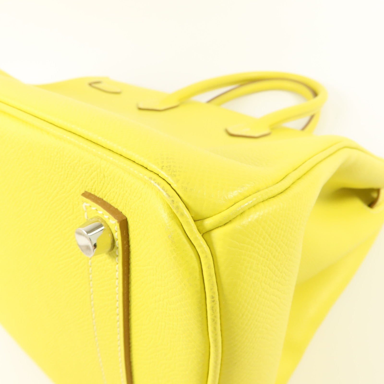 HERMES Epsom皮革Birkin 35手挽袋Lime/Gris Perle