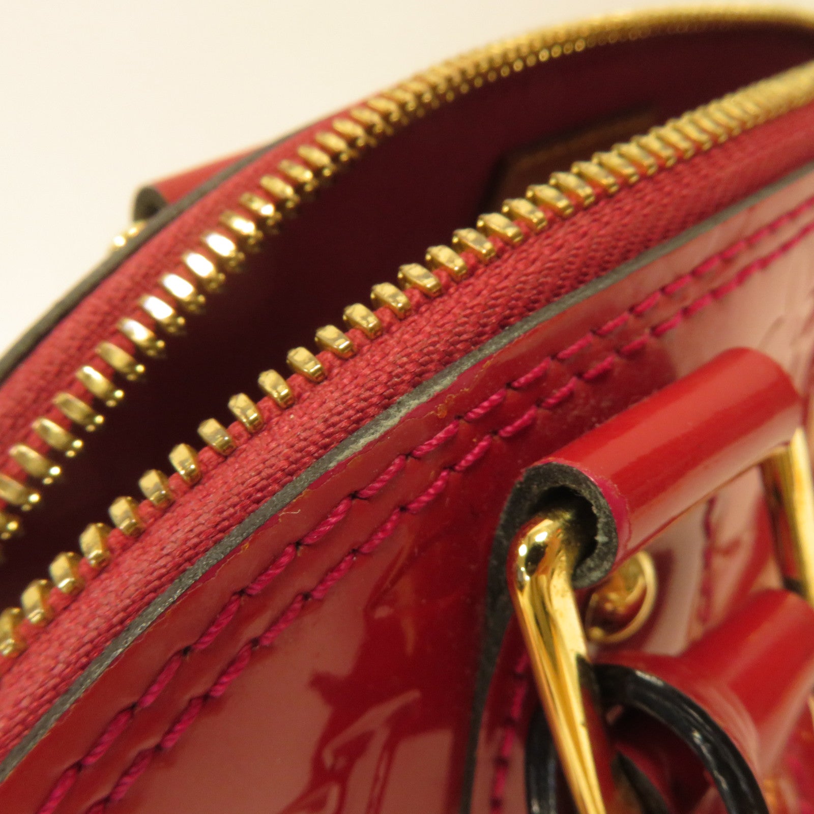LOUIS VUITTON Monogram Vernis Alma BB金扣手挽肩背兩用袋紅色