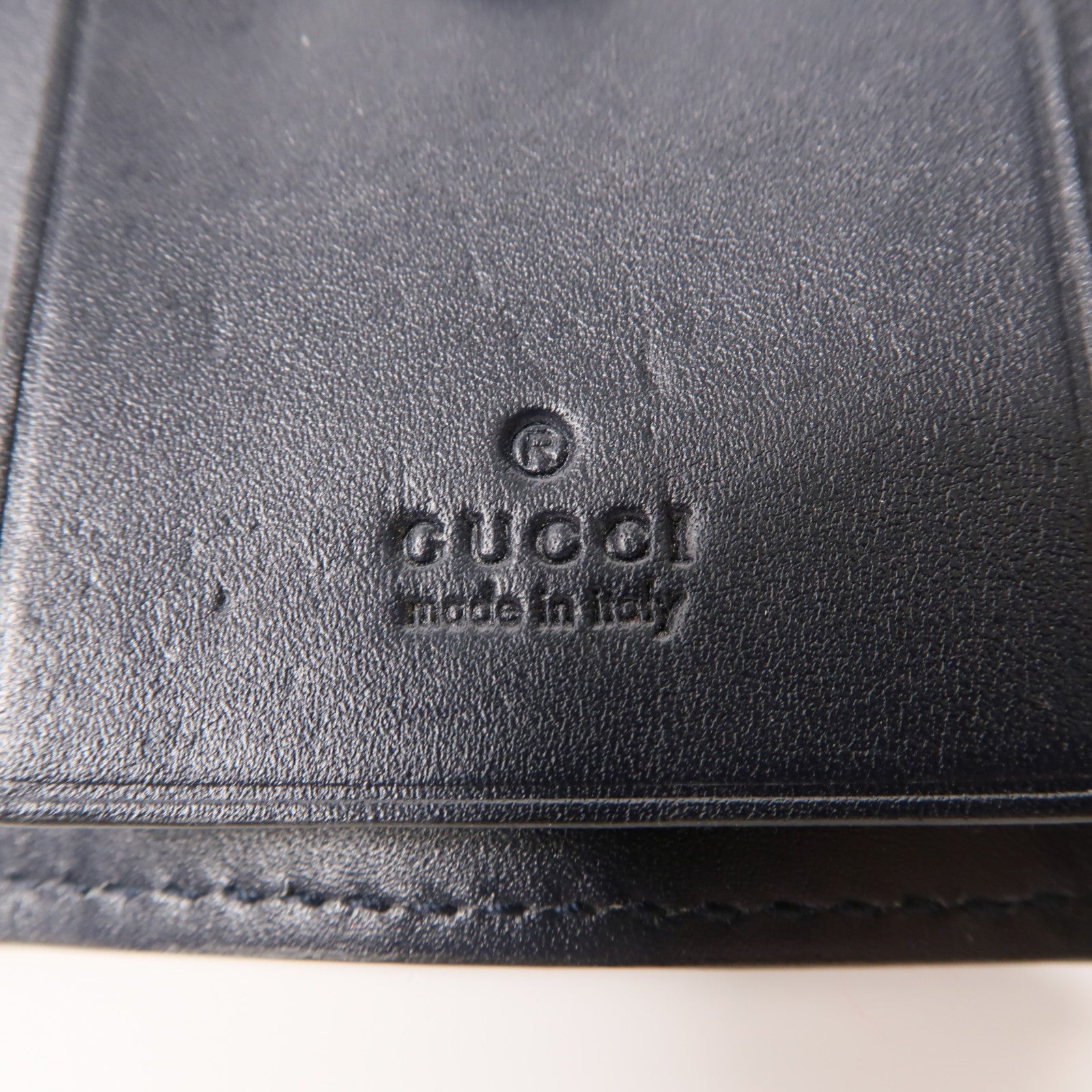 GUCCI 帆布/牛皮皮革Key Holder銀扣鎖匙包黑色
