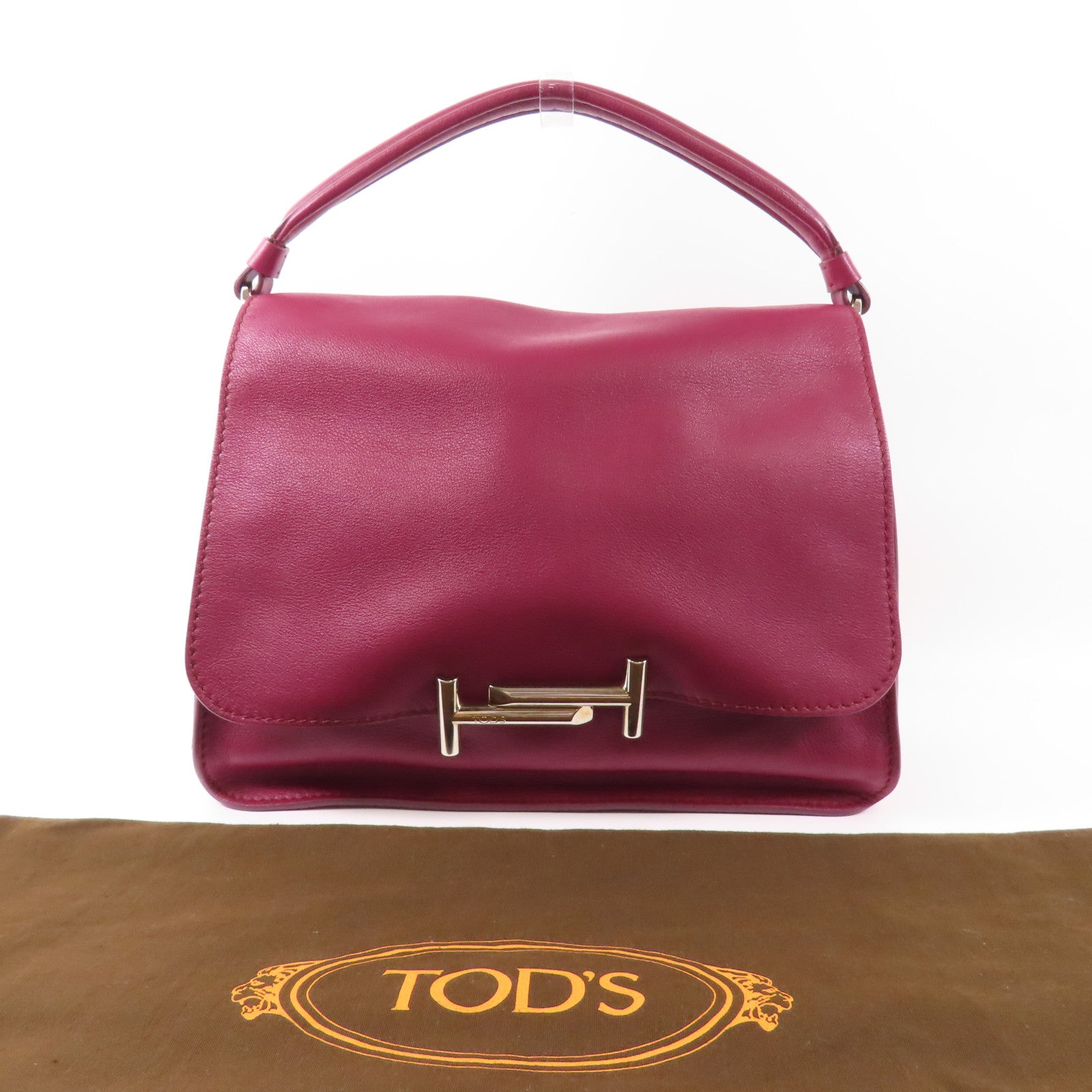 TOD'S 牛皮皮革Handbag銀扣手挽袋