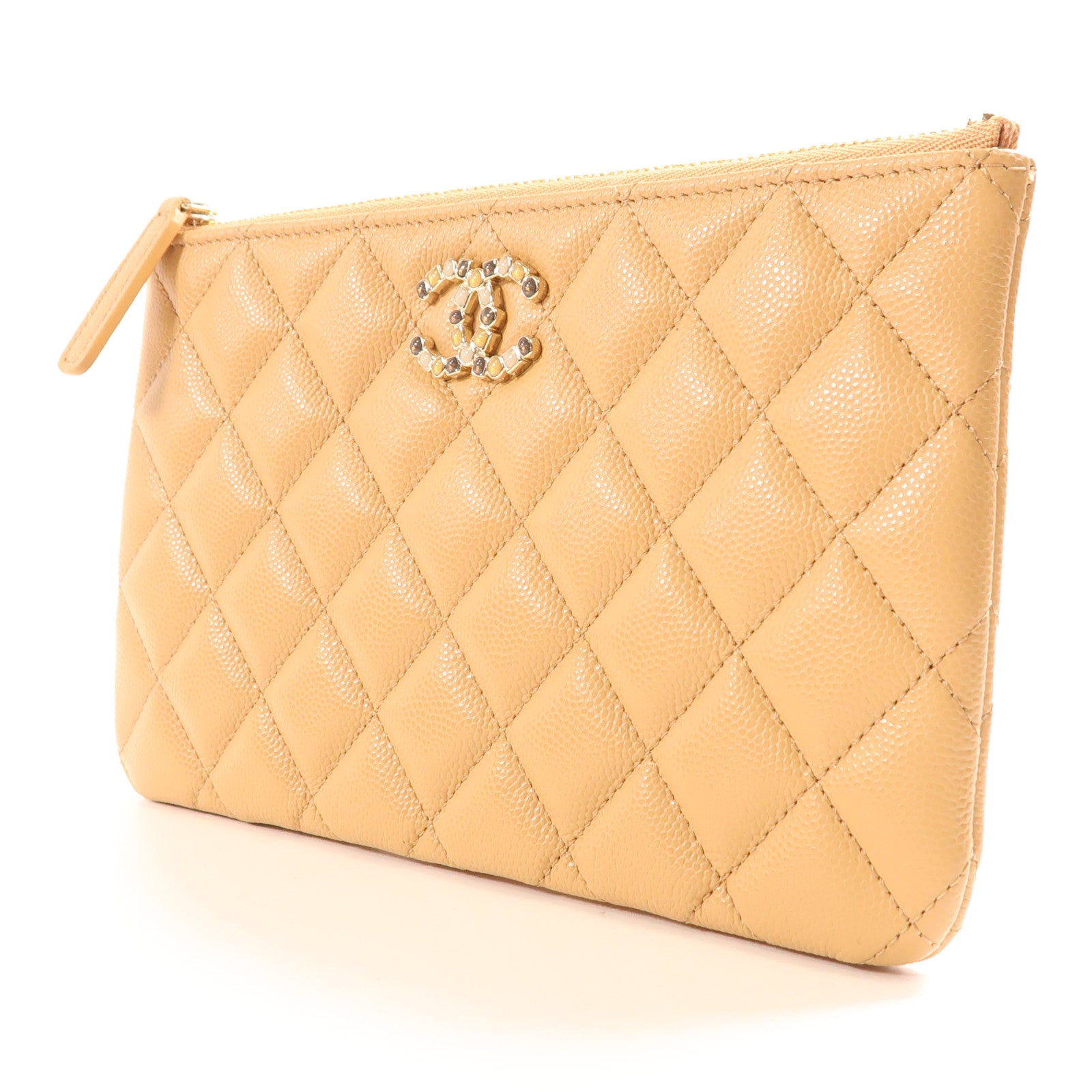 CHANEL 牛皮皮革Pouch金扣手拿包