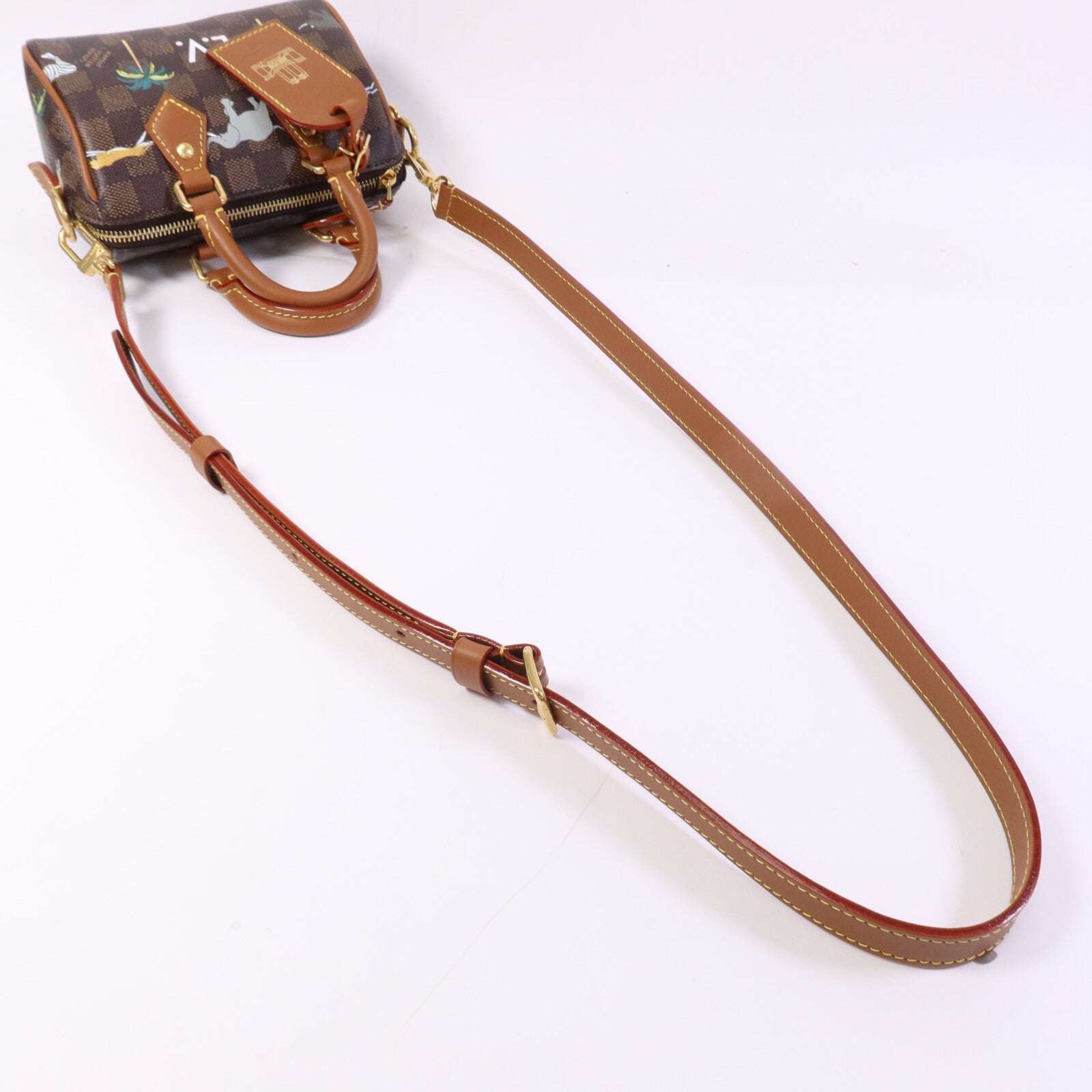 LOUIS VUITTON Damier Heritage Speedy Bandouliere 18 X The Darjeeling金扣手挽肩背兩用袋
