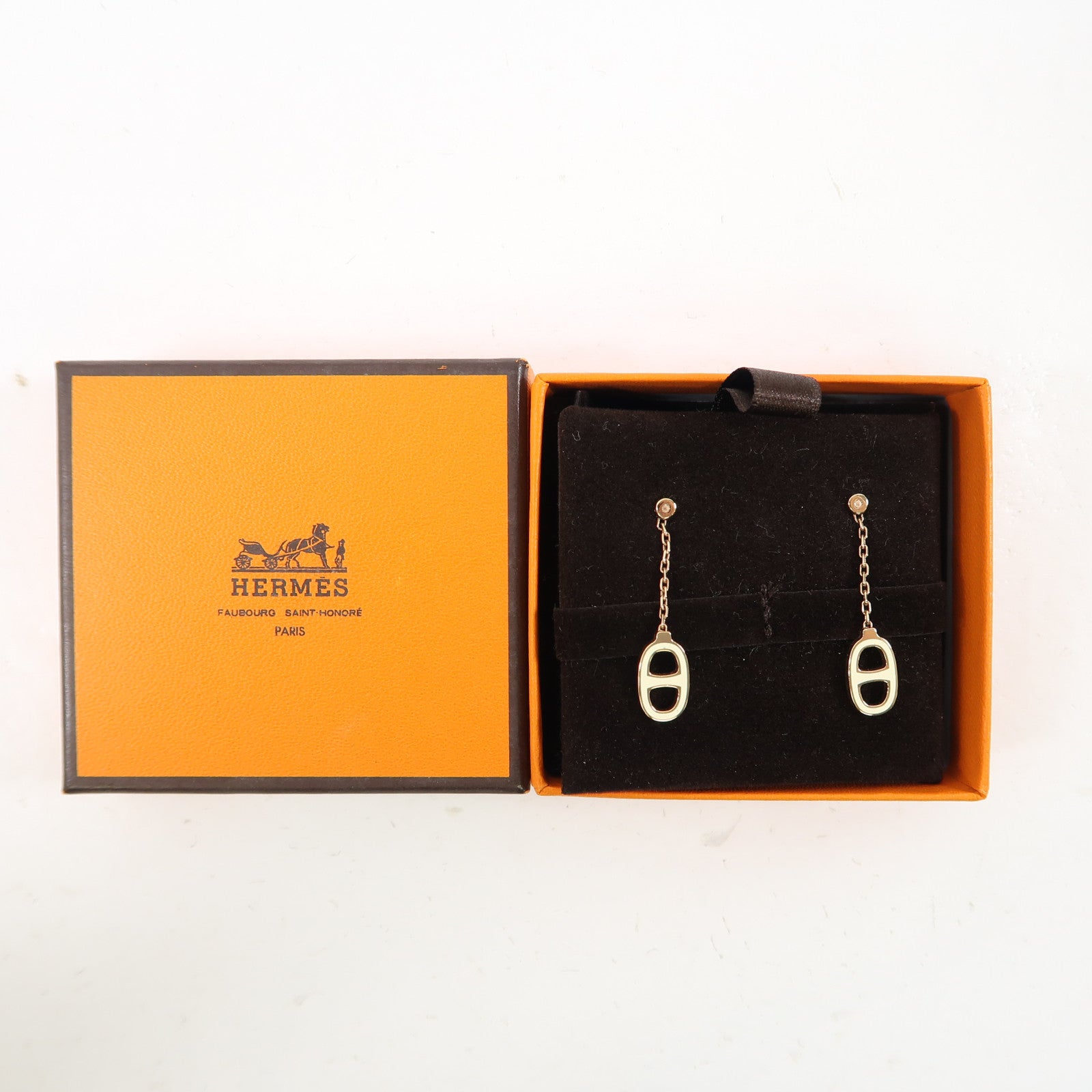 HERMES 金屬Earrings耳環白色/金色