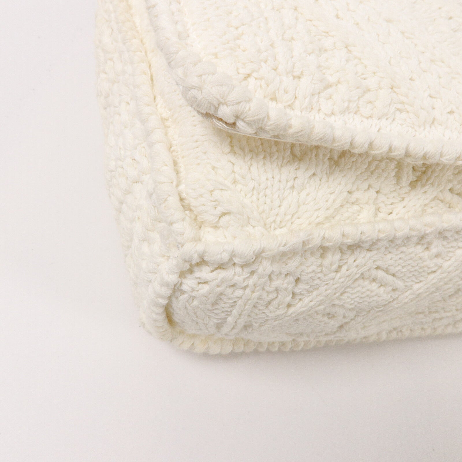 CHANEL Knit Ivory Crochet Kint Chain Shoulder鏈帶肩背袋