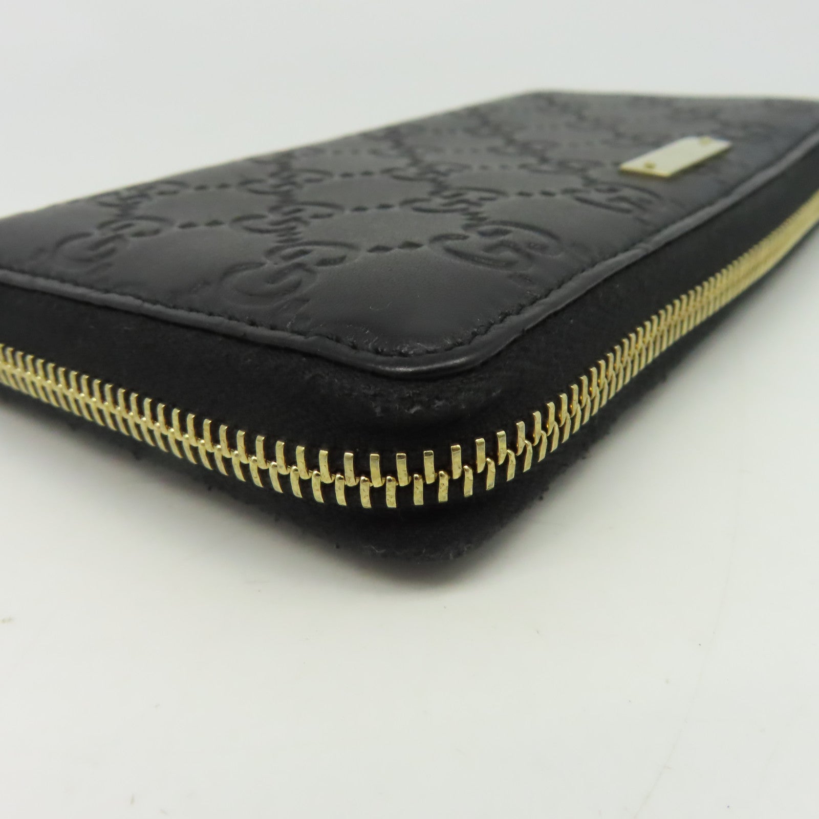 GUCCI 【激減優惠】牛皮皮革Zipper Long Wallet金扣長錢包黑色