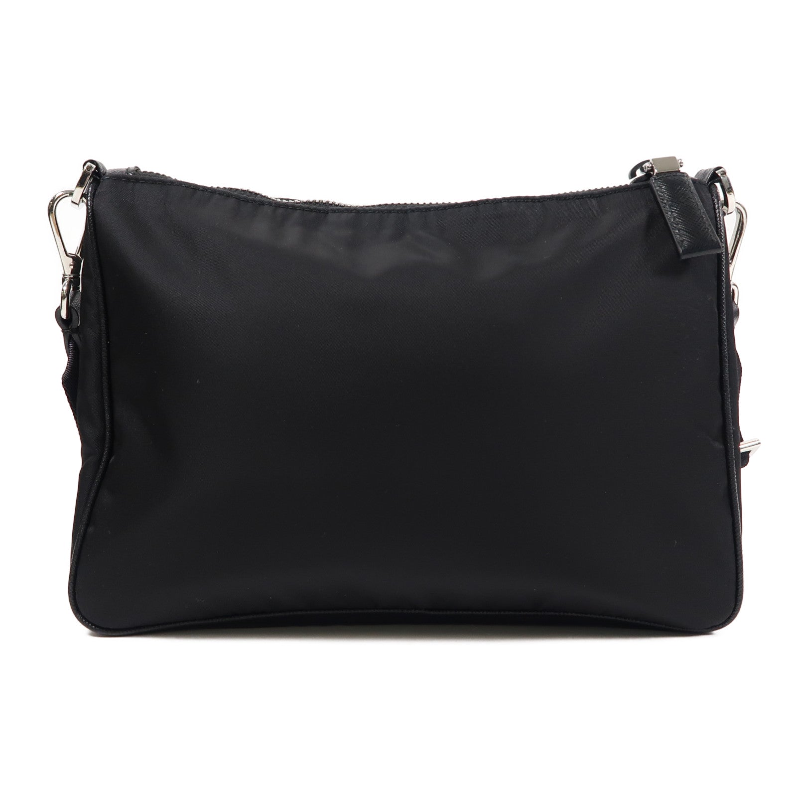 PRADA 尼龍Re-Nylon Shoulder Bag銀扣肩背袋黑色