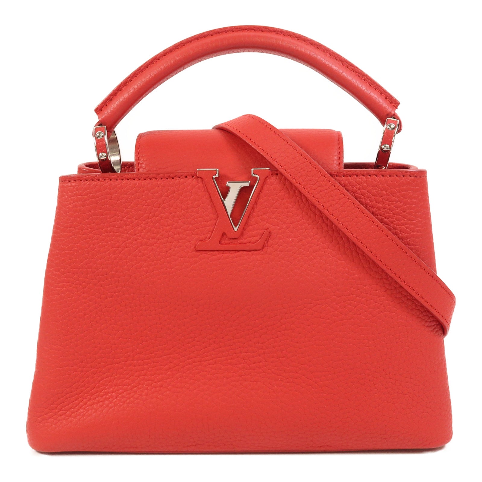 LOUIS VUITTON 【激減優惠】Taurillon Capucines BB銀扣手挽肩背兩用袋