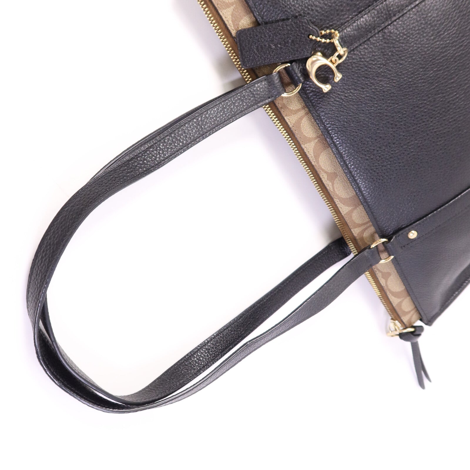 COACH 帆布/皮革Tote Bag金扣手挽袋