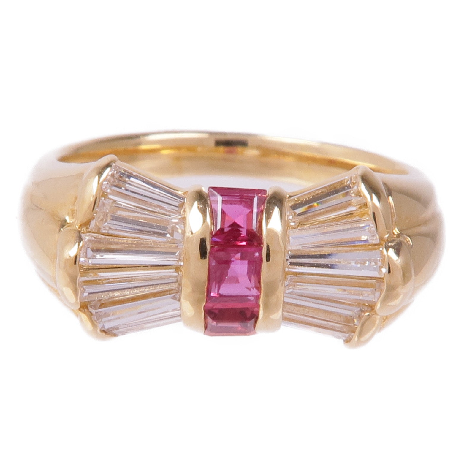 JEWELRY 【激減優惠】18K黃金Ruby Diamond Ring紅寶石鑽石戒指US#5.75