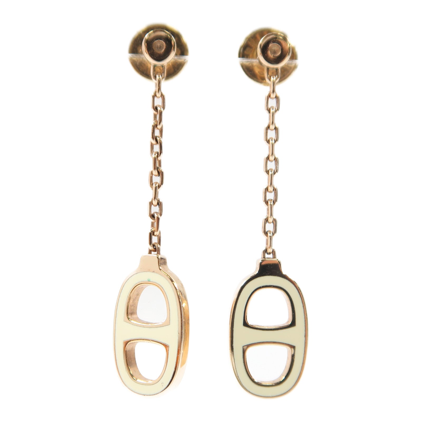 HERMES 金屬Earrings耳環白色/金色