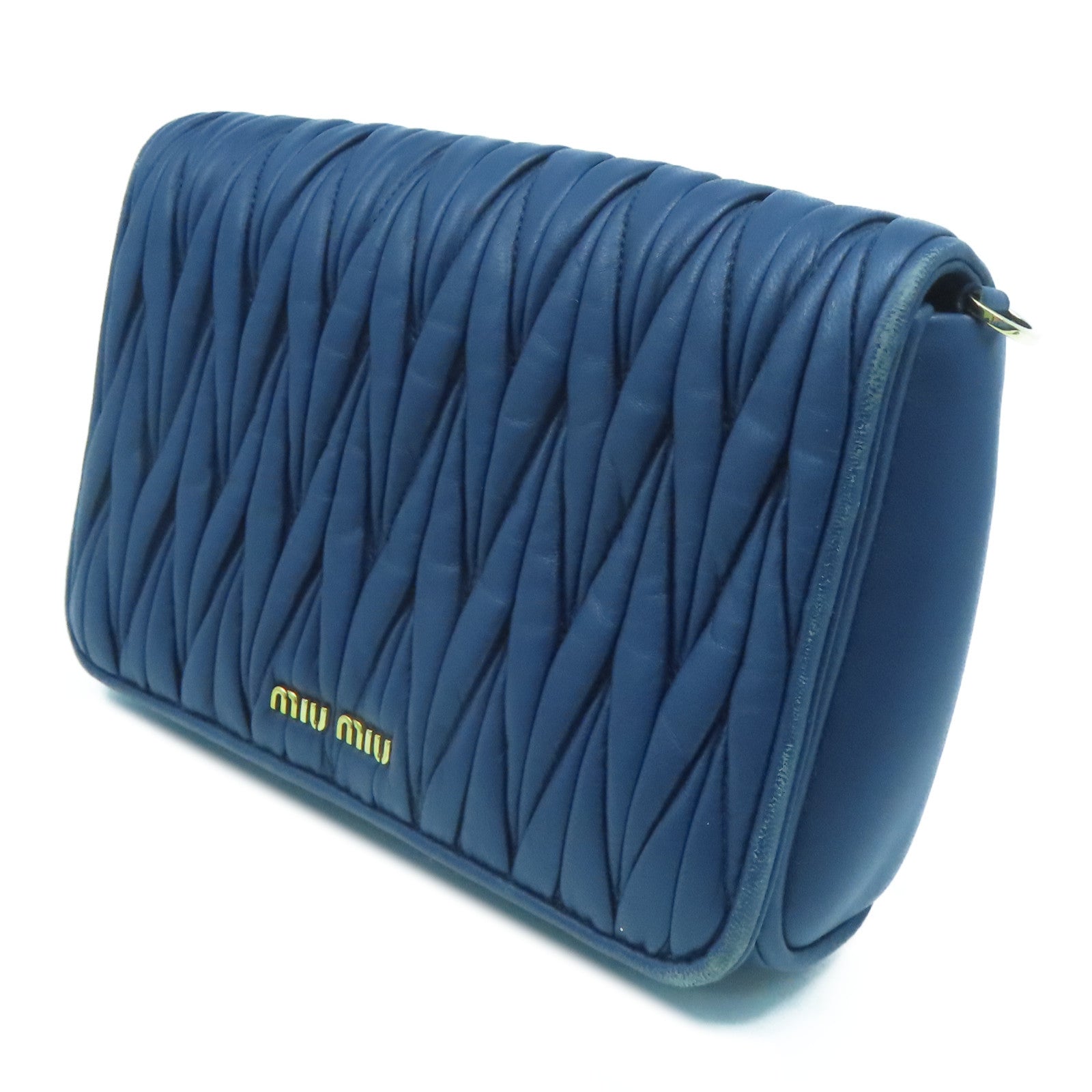 Miu Miu 【激減優惠】羊皮皮革Shoulder Bag金扣肩背袋深藍色