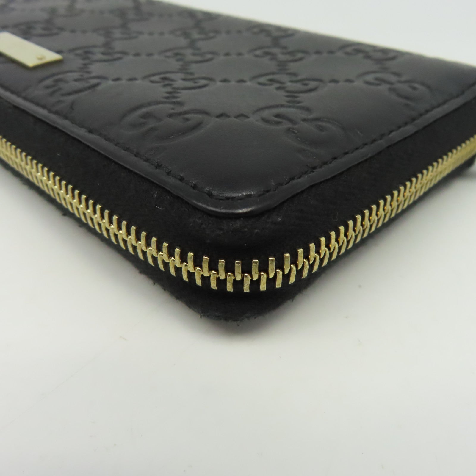 GUCCI 【激減優惠】牛皮皮革Zipper Long Wallet金扣長錢包黑色