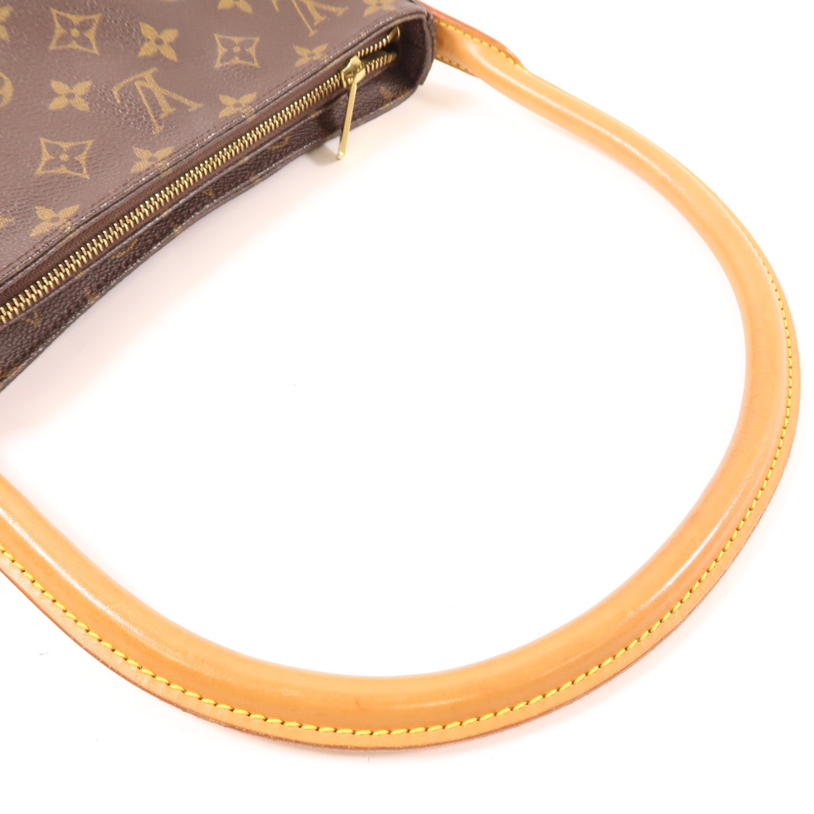 LOUIS VUITTON Monogram Looping MM金扣肩背袋棕色