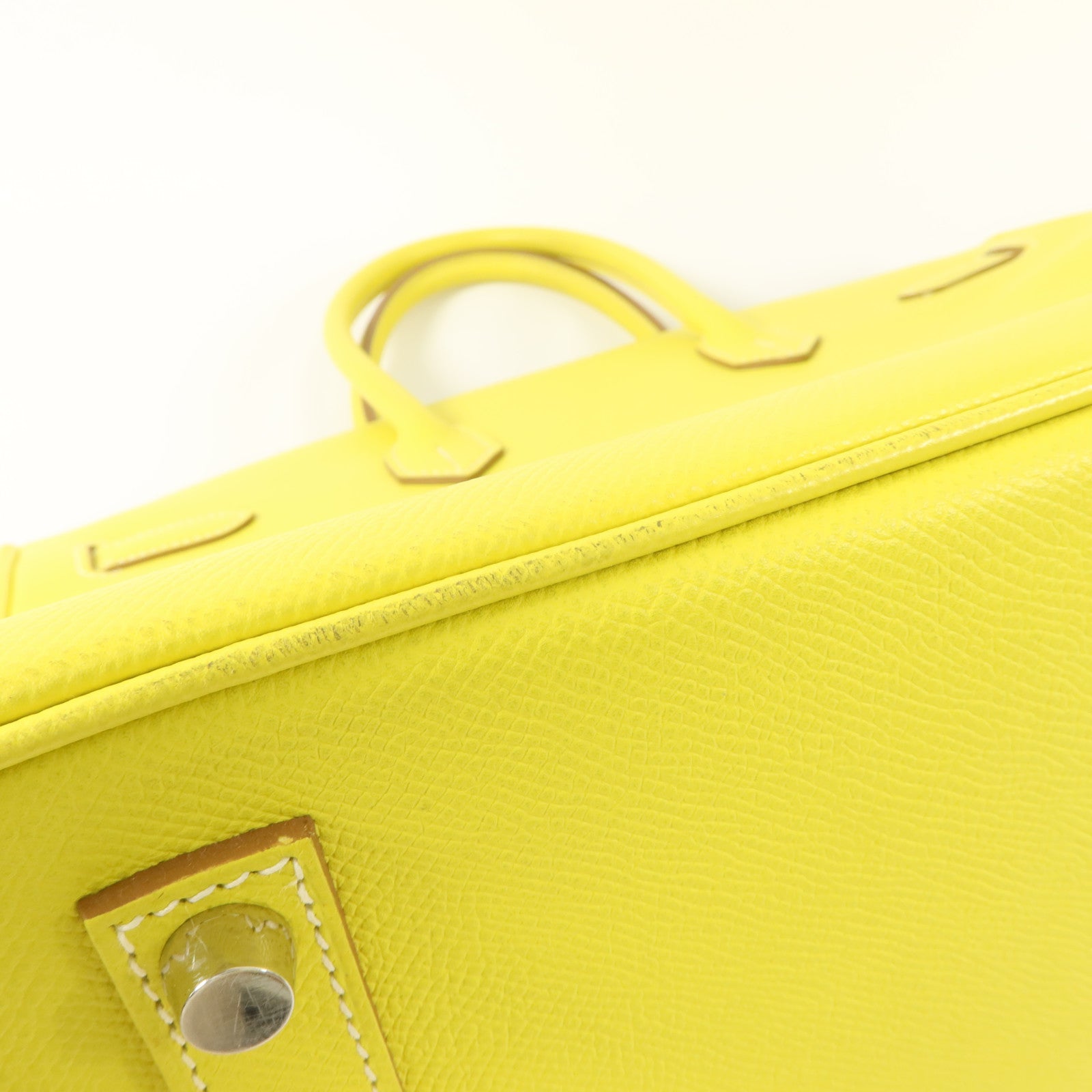 HERMES Epsom皮革Birkin 35手挽袋Lime/Gris Perle