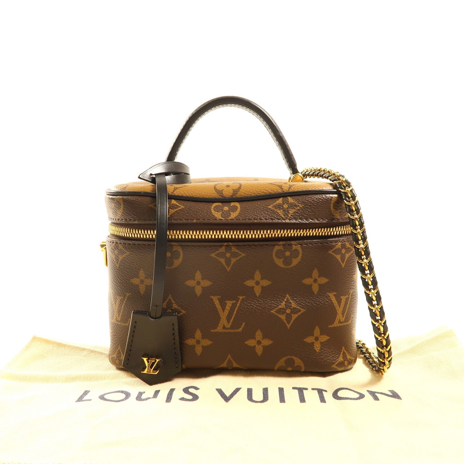 LOUIS VUITTON Monogram Vanity PM金扣手挽肩背兩用袋啡色
